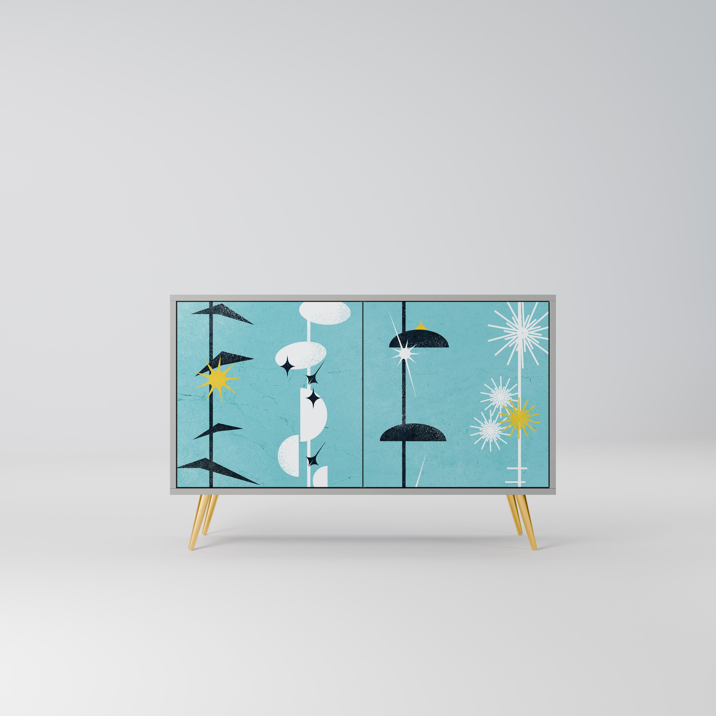 PATHS TO HAPPINESS Aparador de 2 Portas em Acabamento Cinzento