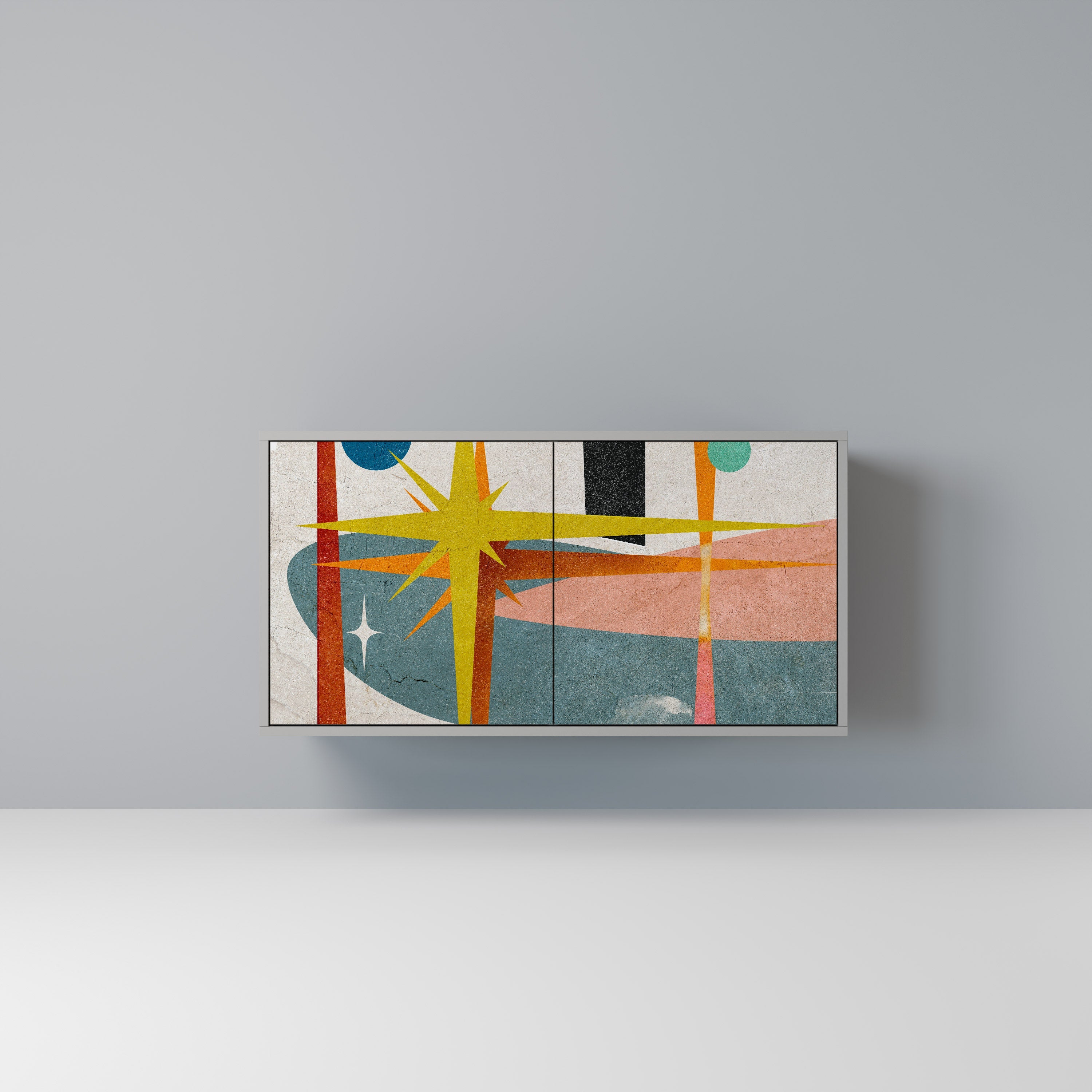 INTERSTELLAR VIBES Aparador de 2 Portas em Acabamento Cinzento