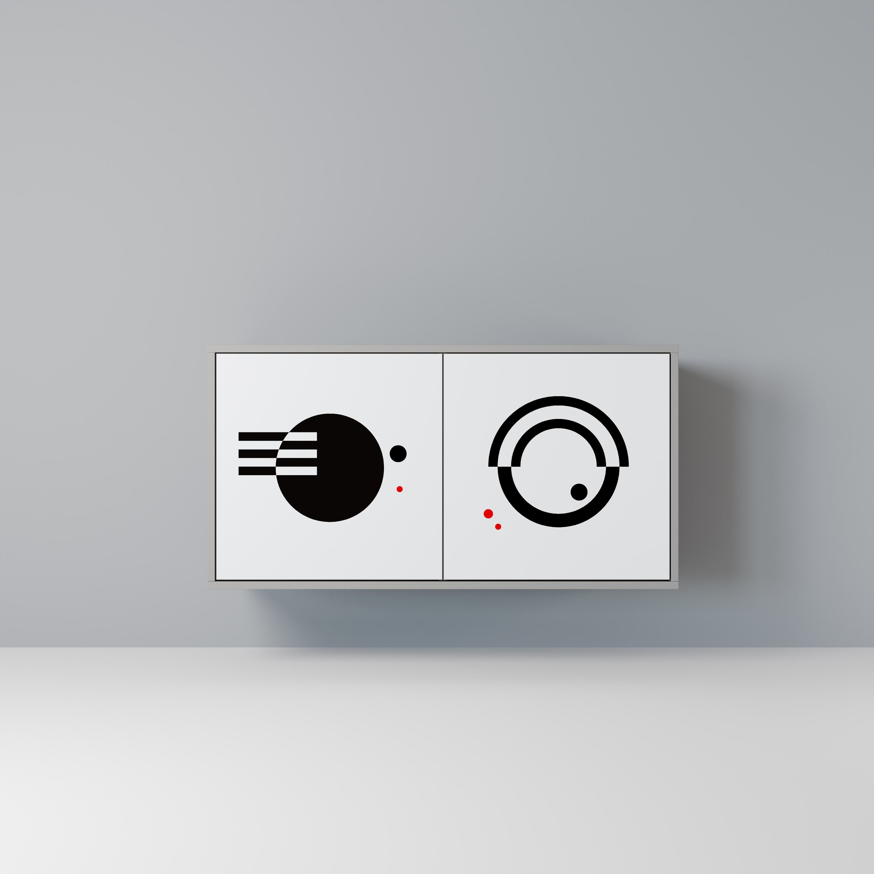 BLACK AND WHITE COMBINATION Aparador de 2 Portas em Acabamento Cinzento