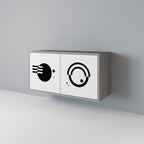 BLACK AND WHITE COMBINATION 2-Door Sideboard in Grey Finish