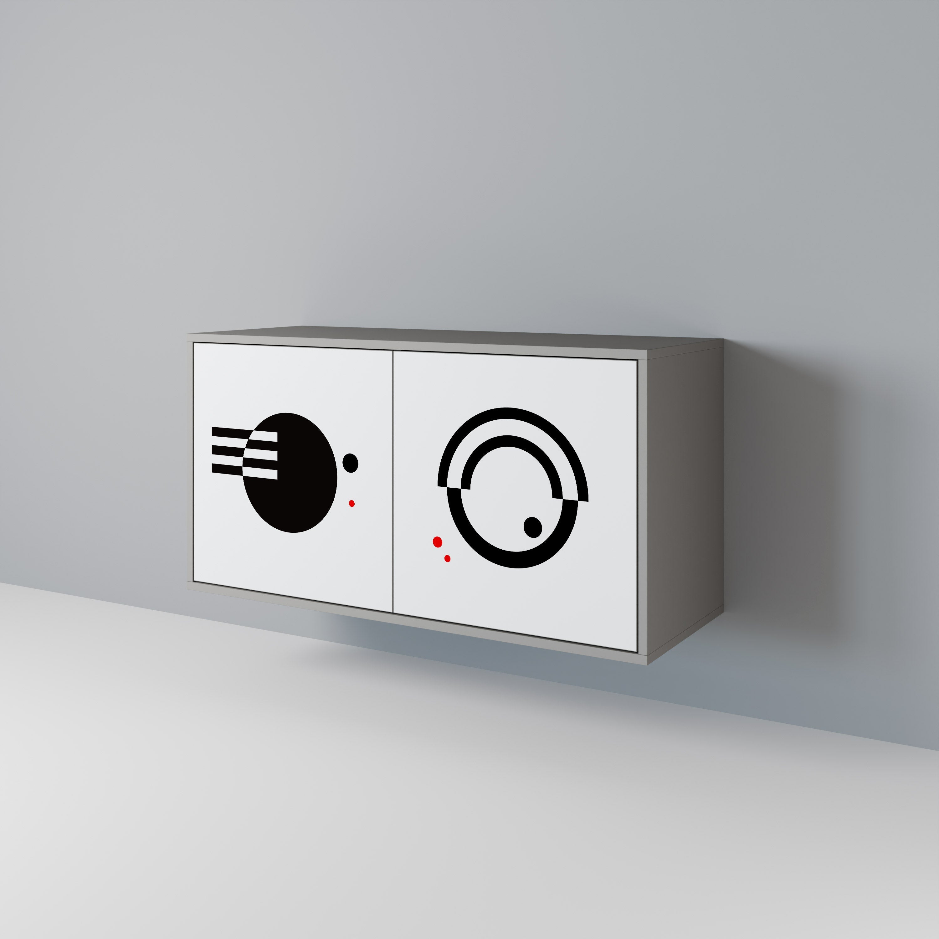 BLACK AND WHITE COMBINATION 2-Door Sideboard in Grey Finish