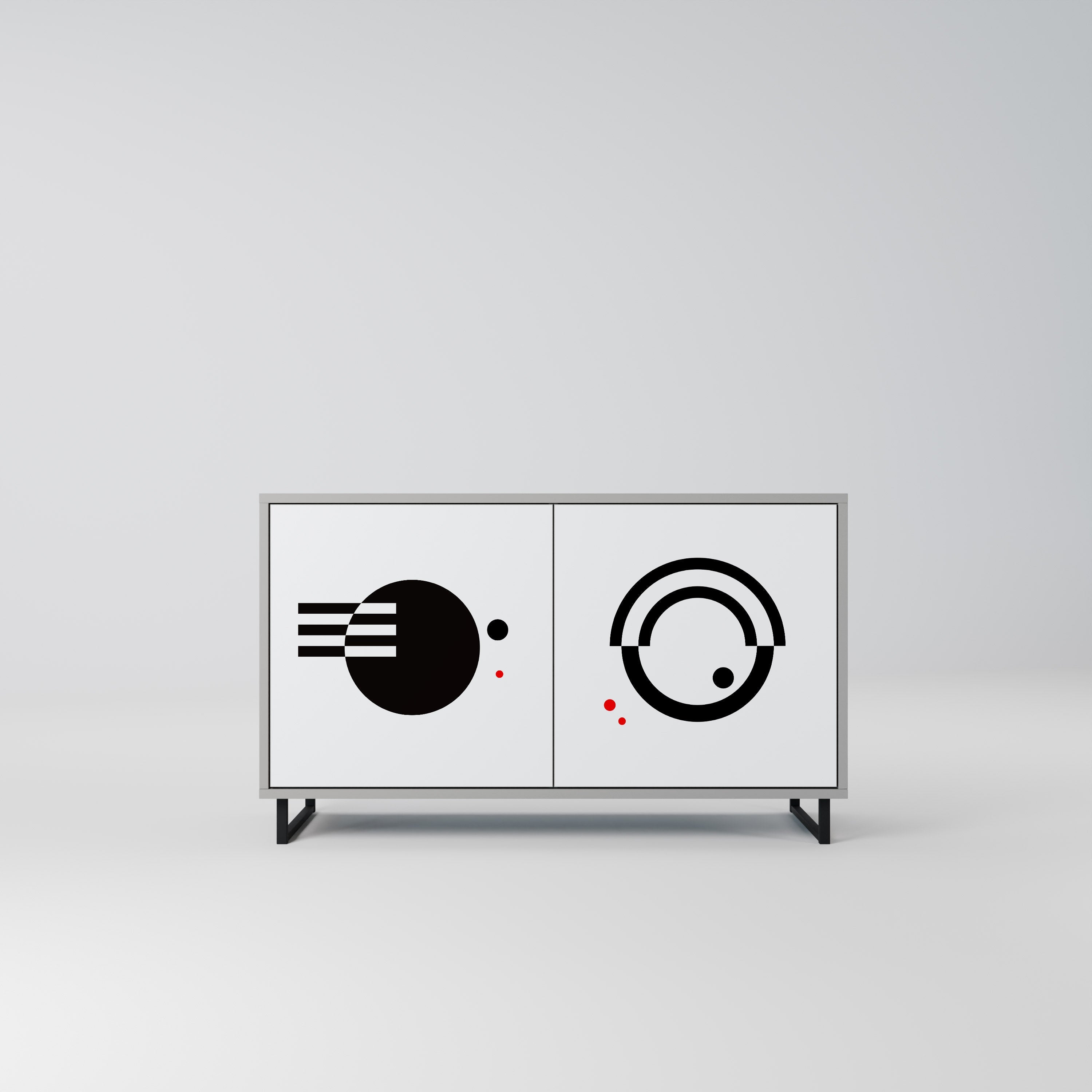 BLACK AND WHITE COMBINATION Aparador de 2 Portas em Acabamento Cinzento