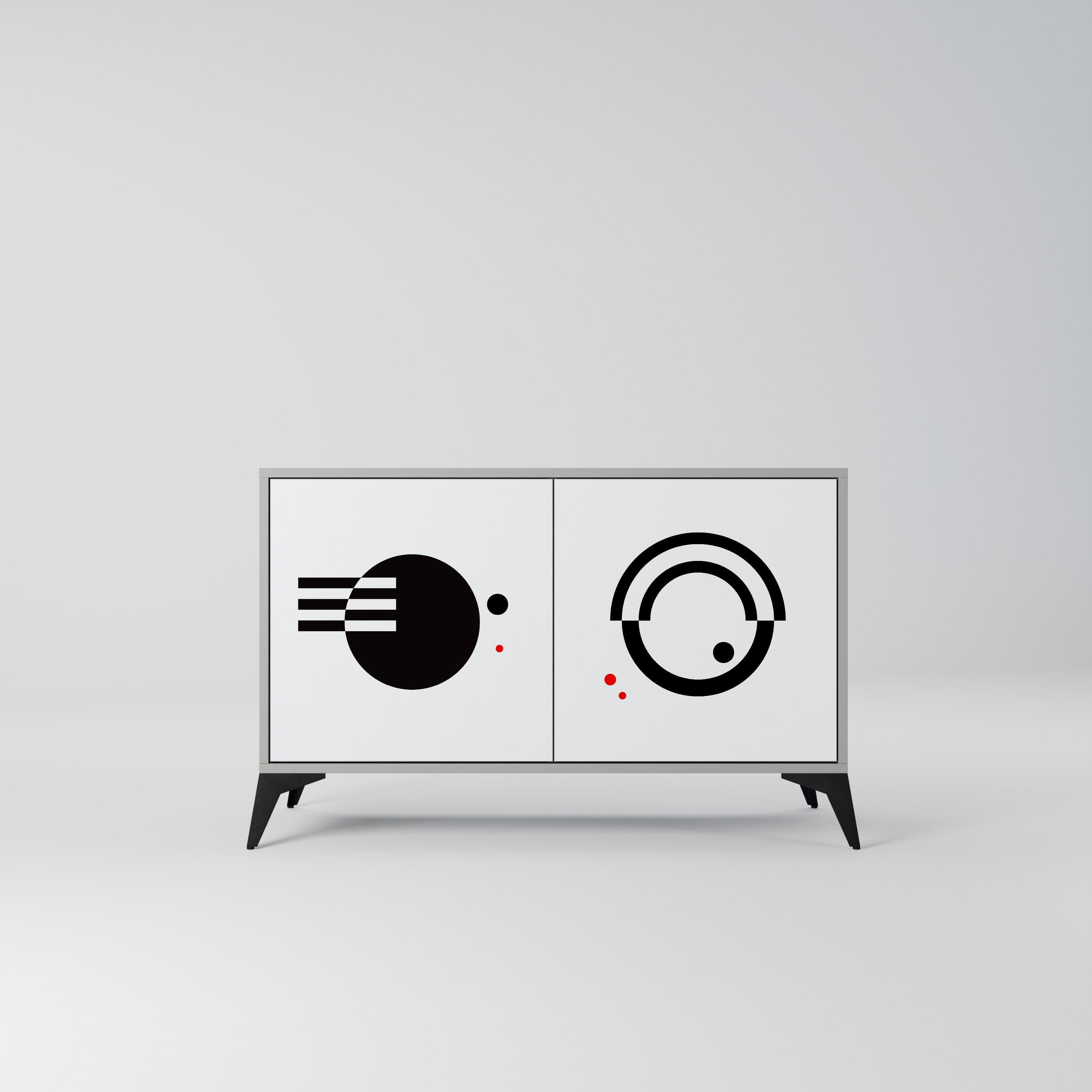 BLACK AND WHITE COMBINATION Aparador de 2 Portas em Acabamento Cinzento