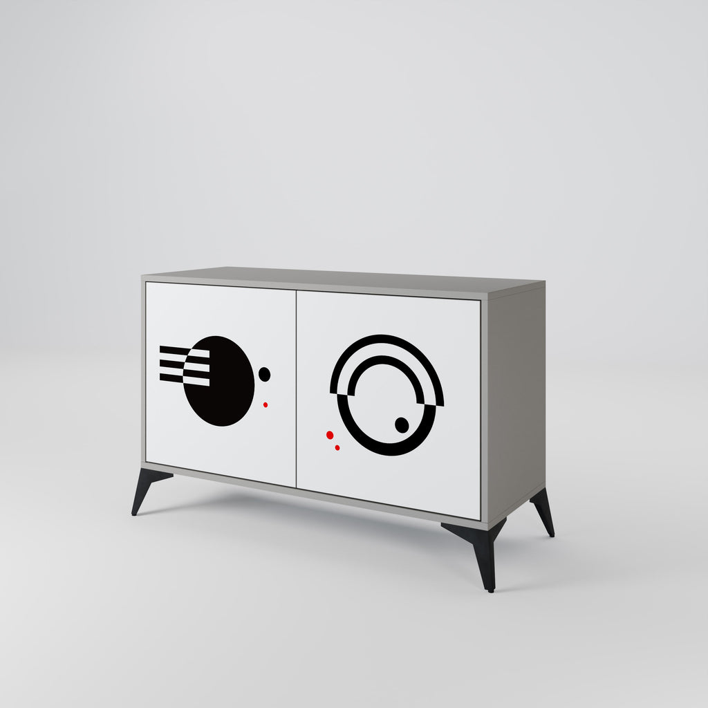 BLACK AND WHITE COMBINATION 2-Door Sideboard in Grey Finish