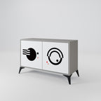 BLACK AND WHITE COMBINATION 2-Door Sideboard in Grey Finish