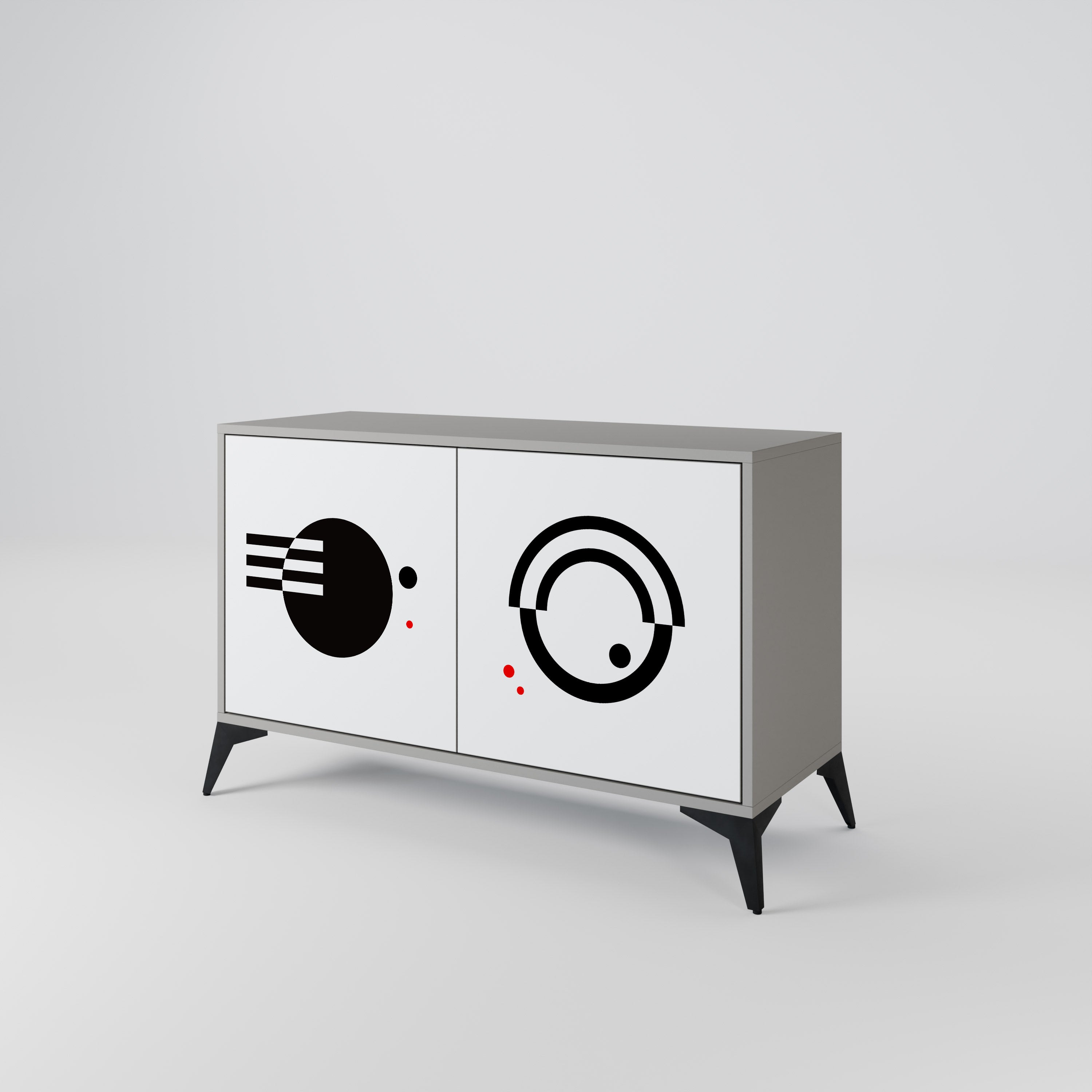 BLACK AND WHITE COMBINATION Aparador de 2 Portas em Acabamento Cinzento