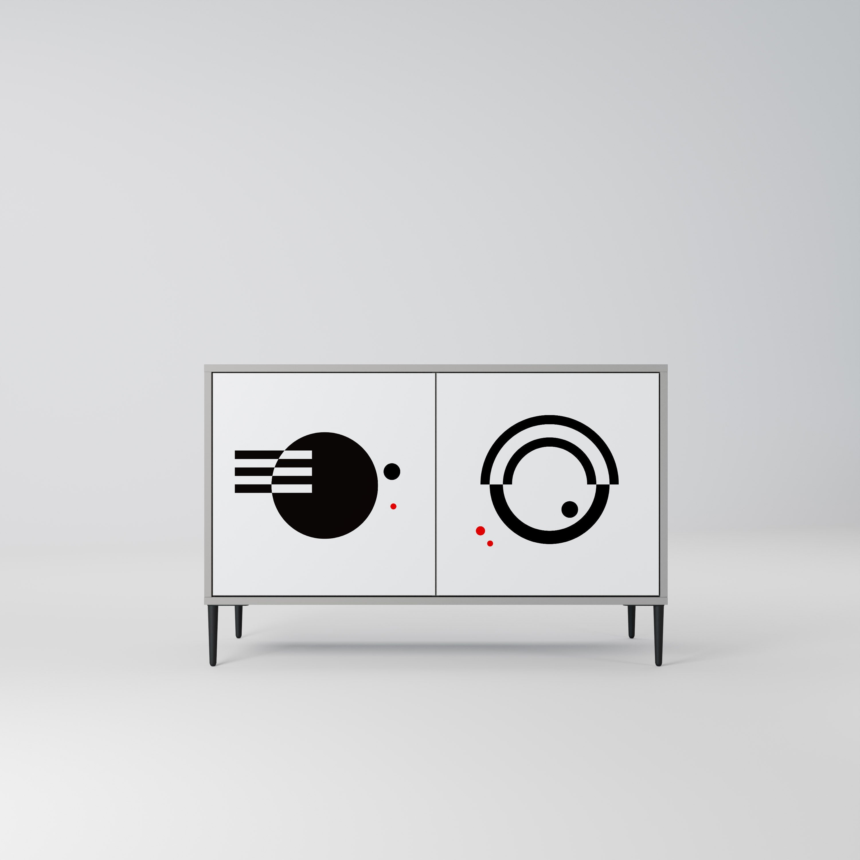 BLACK AND WHITE COMBINATION Aparador de 2 Portas em Acabamento Cinzento