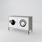 BLACK AND WHITE COMBINATION 2-Door Sideboard in Grey Finish