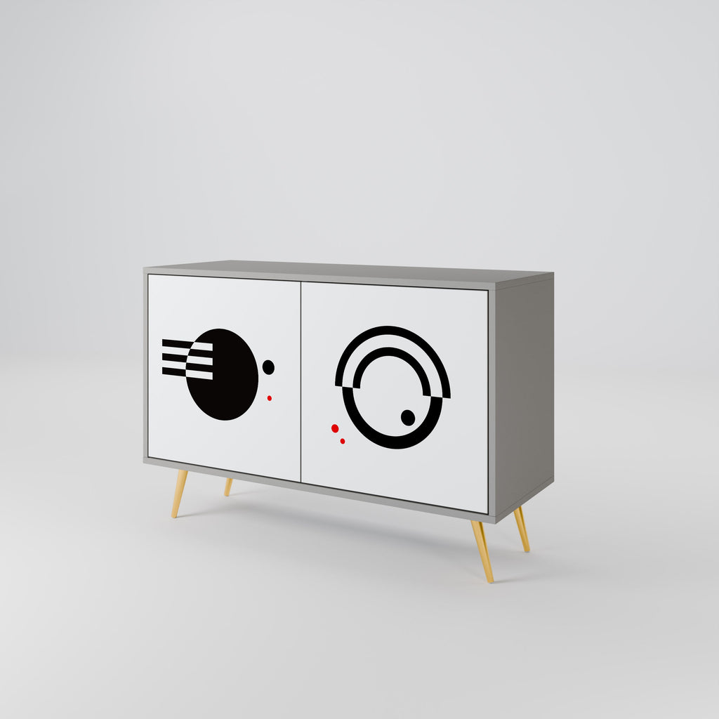 BLACK AND WHITE COMBINATION 2-Door Sideboard in Grey Finish