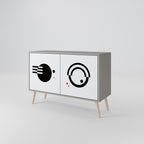 BLACK AND WHITE COMBINATION 2-Door Sideboard in Grey Finish