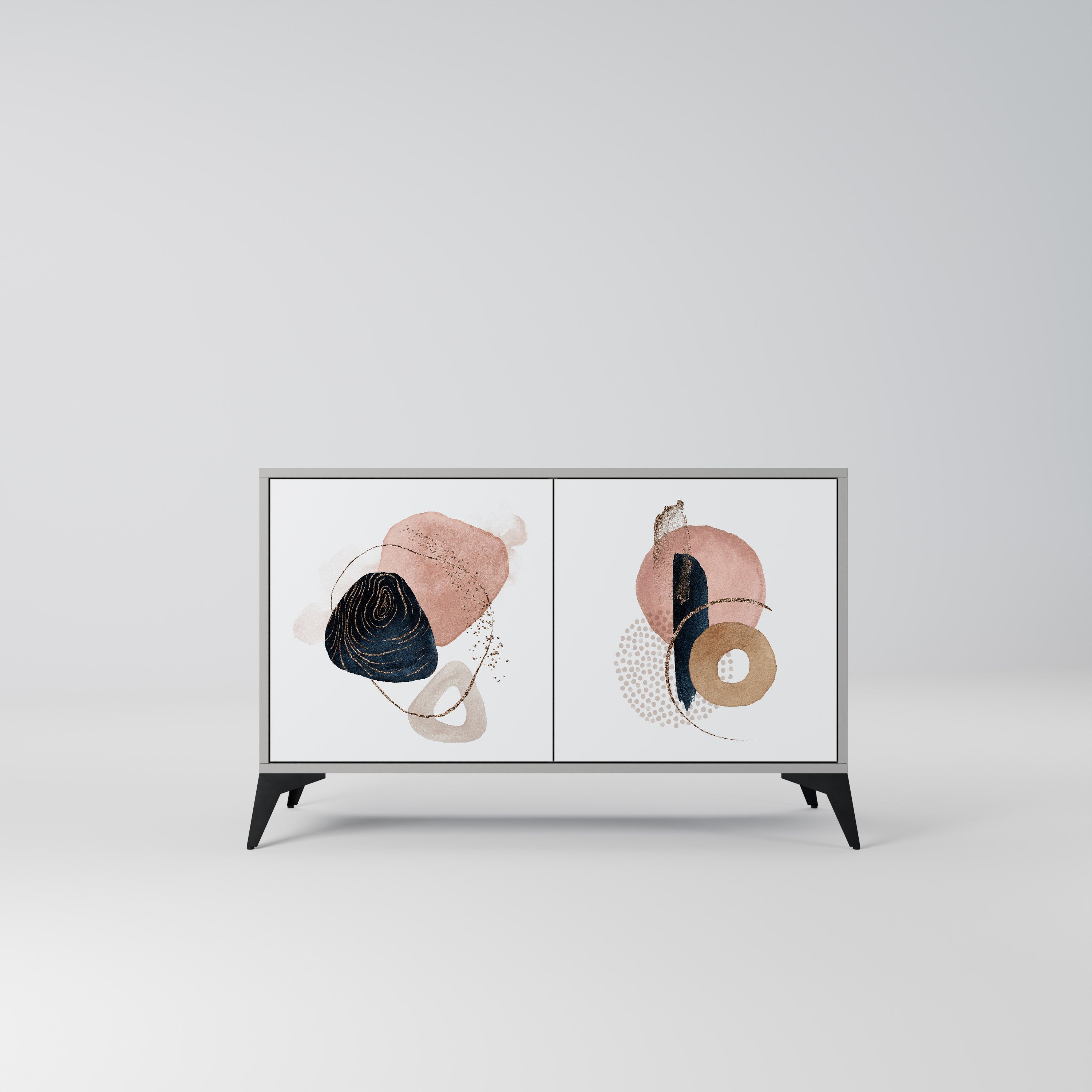 COLORFUL SHAPES Aparador de 2 Portas em Acabamento Cinzento