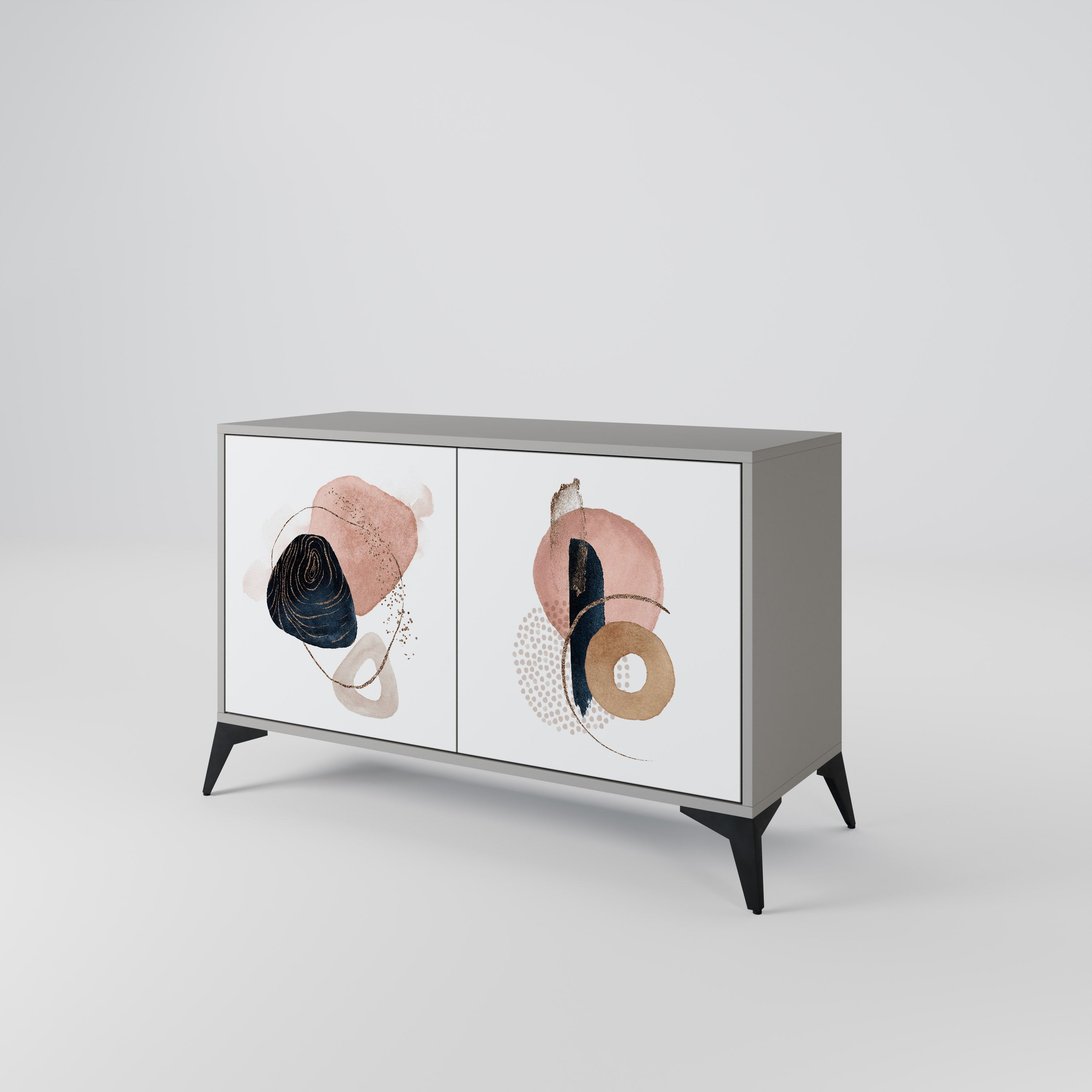 COLORFUL SHAPES Aparador de 2 Portas em Acabamento Cinzento