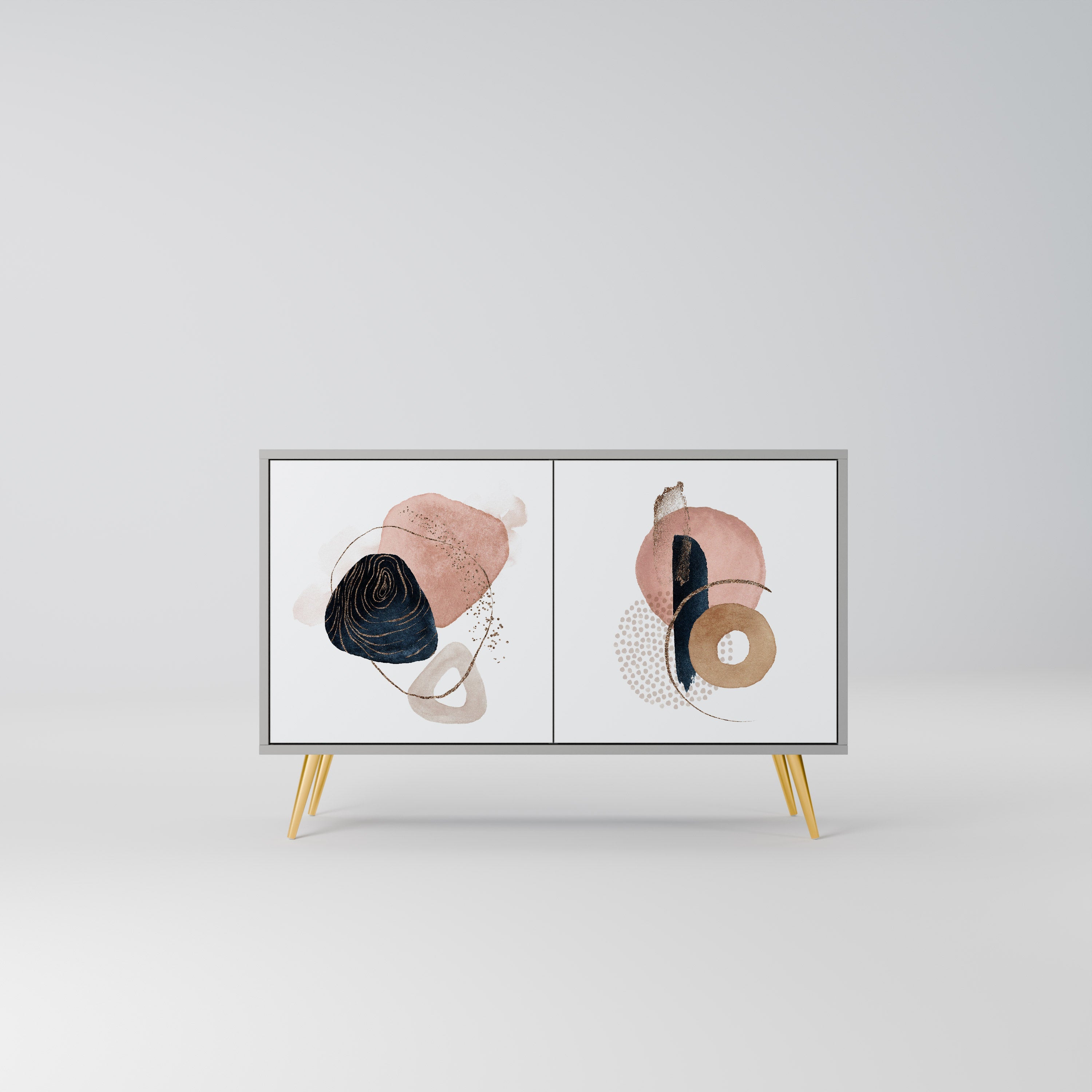 COLORFUL SHAPES Aparador de 2 Portas em Acabamento Cinzento