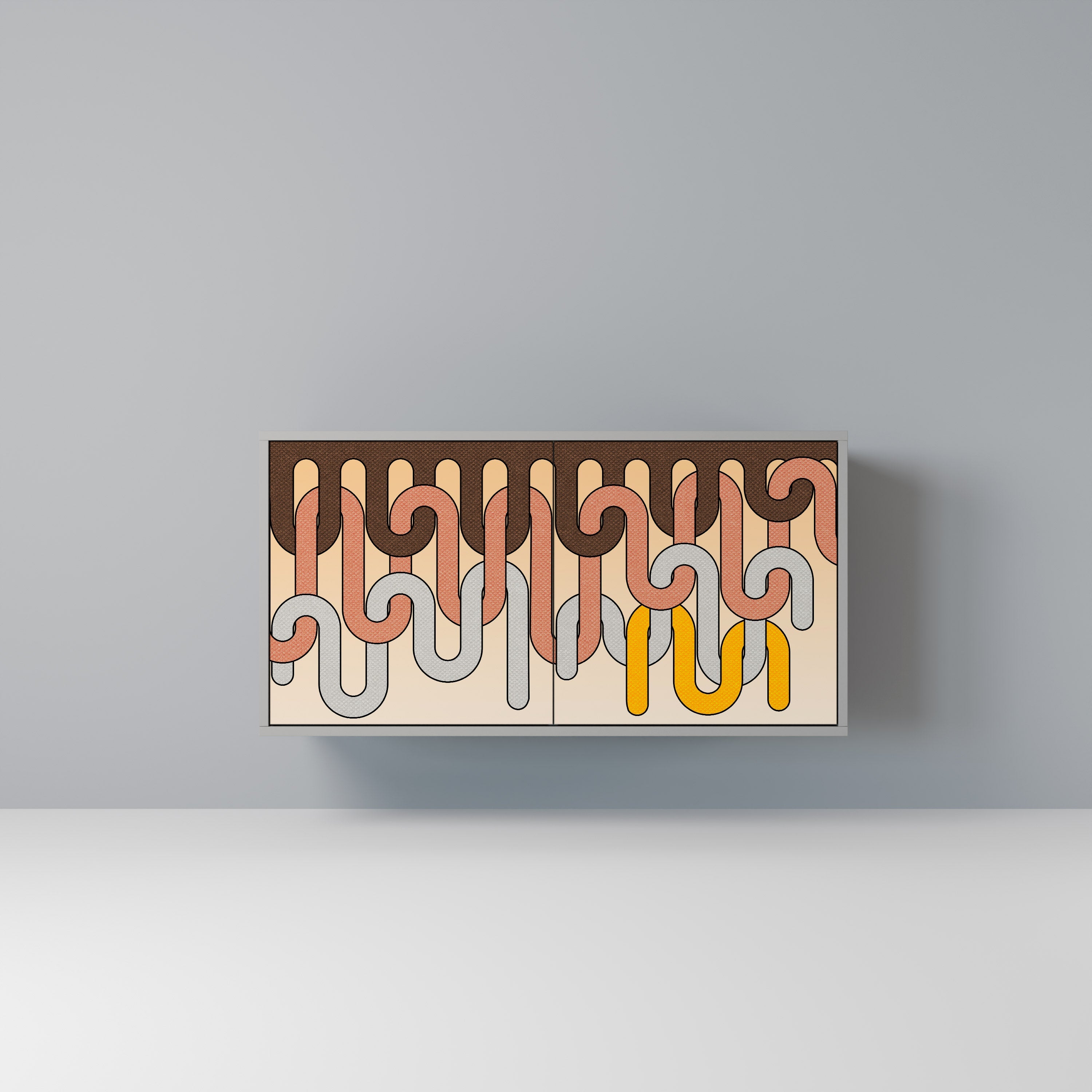 COLORFUL STRINGS Aparador de 2 Portas em Acabamento Cinzento