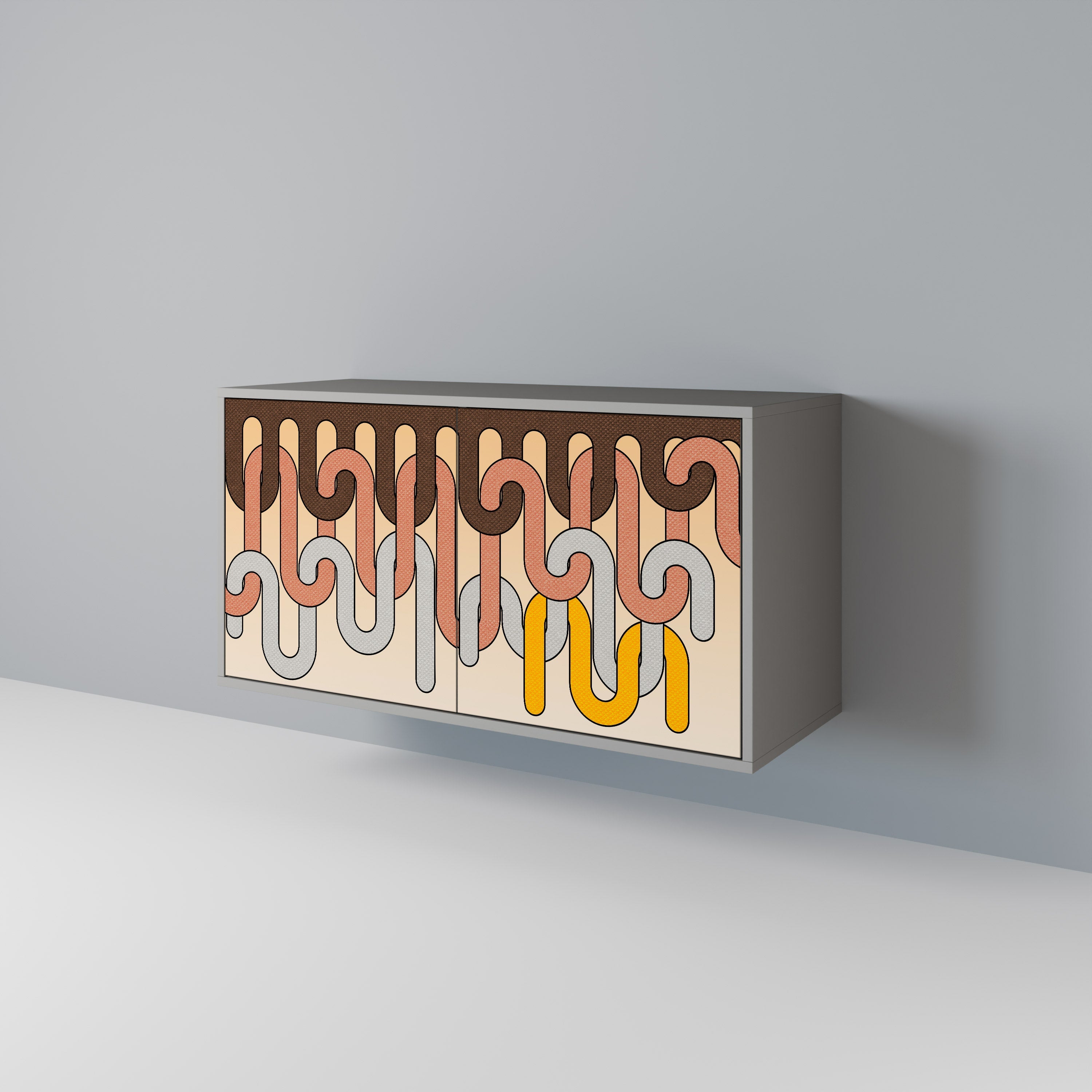 COLORFUL STRINGS Aparador de 2 Portas em Acabamento Cinzento