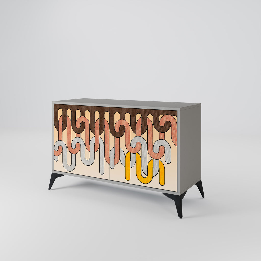 COLORFUL STRINGS Aparador de 2 Portas em Acabamento Cinzento