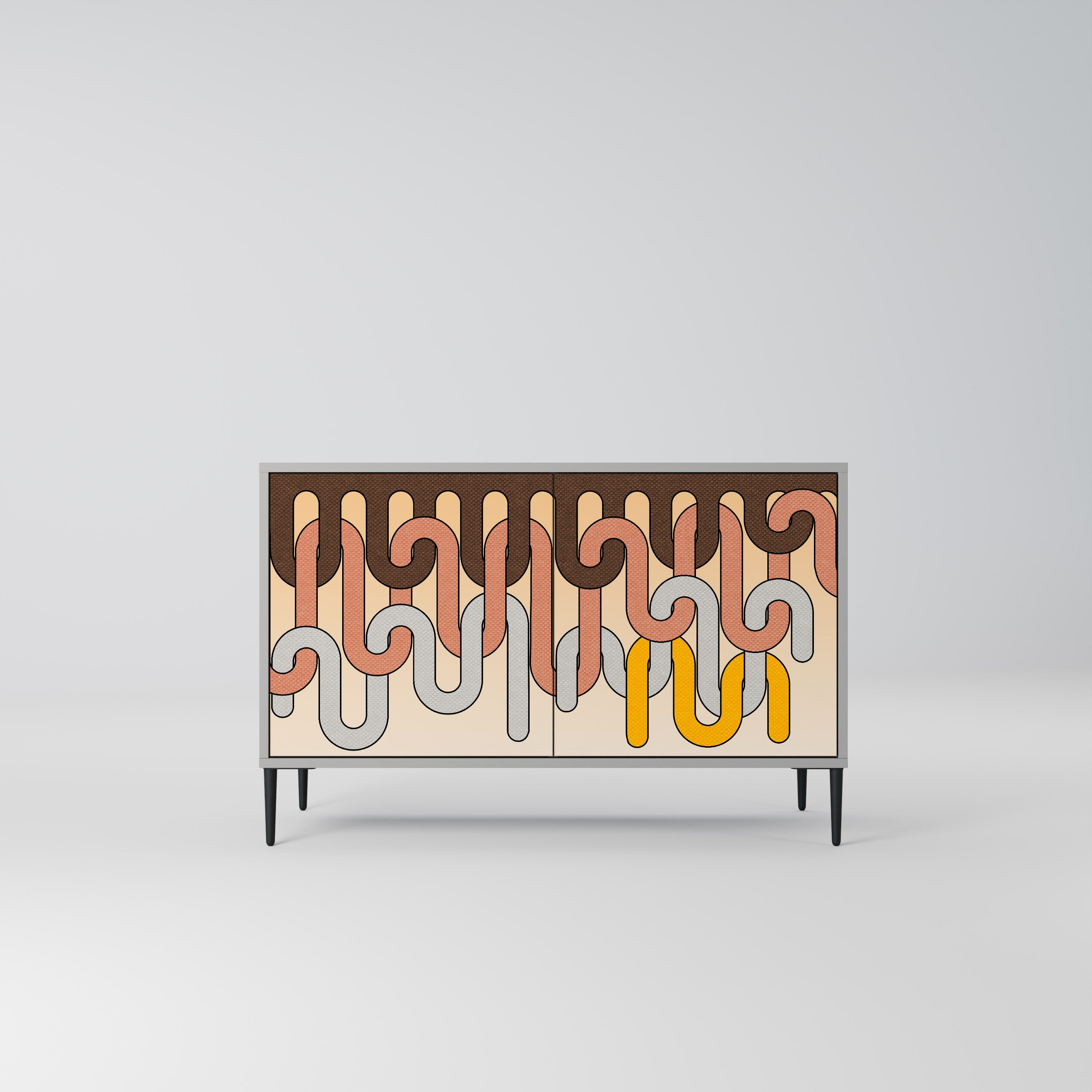 COLORFUL STRINGS Aparador de 2 Portas em Acabamento Cinzento