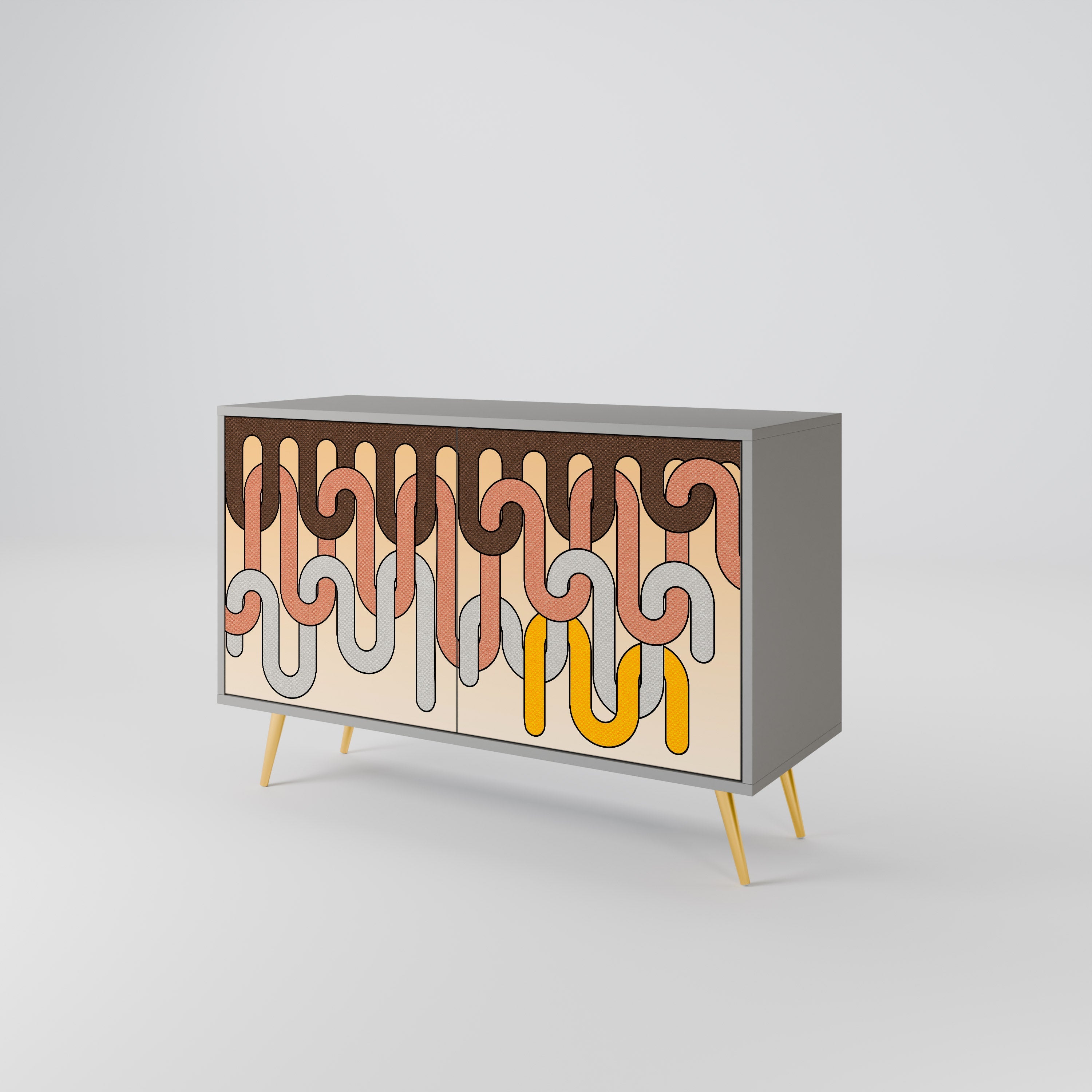 COLORFUL STRINGS Aparador de 2 Portas em Acabamento Cinzento