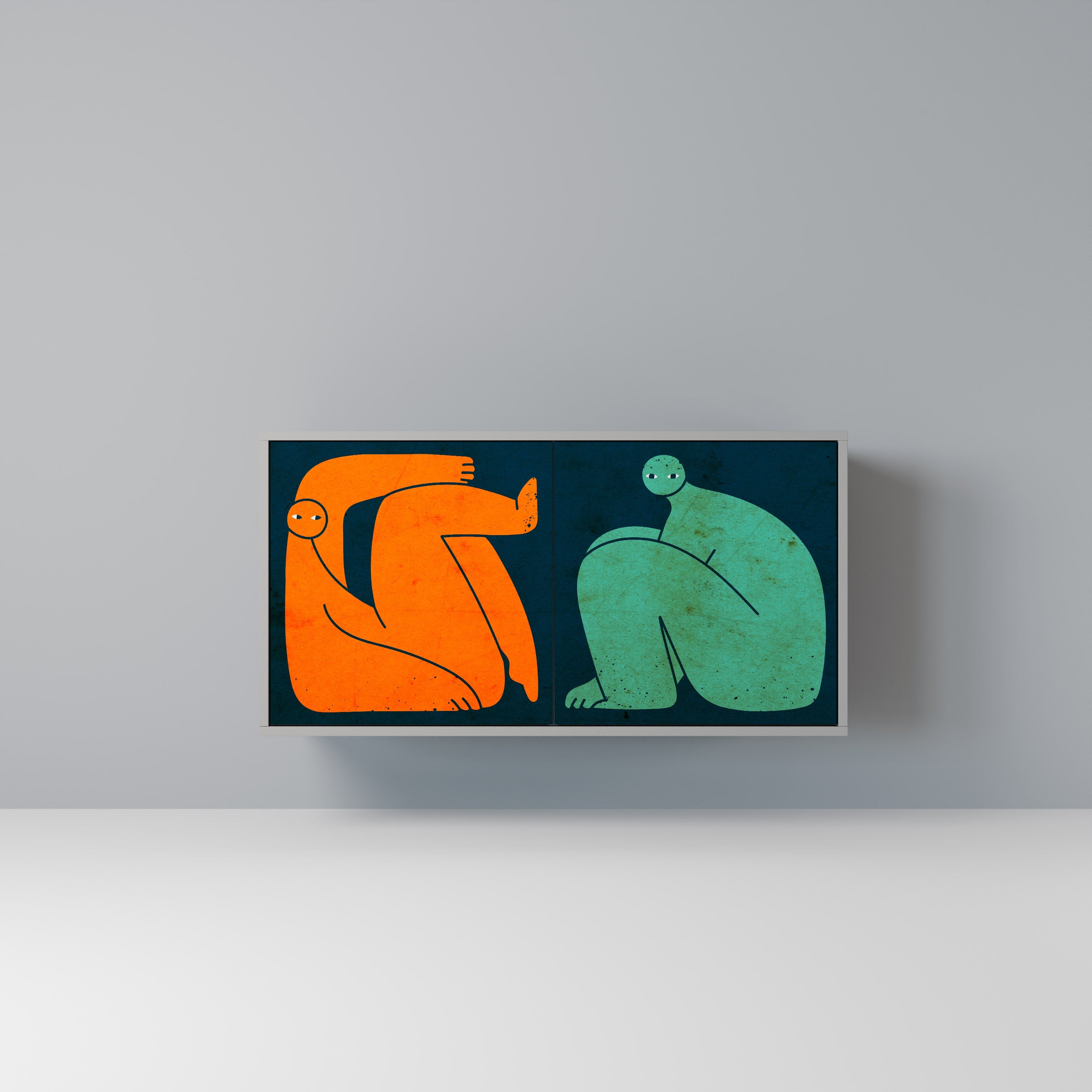 TOGETHER BUT SEPARATELY Aparador de 2 Portas em Acabamento Cinzento