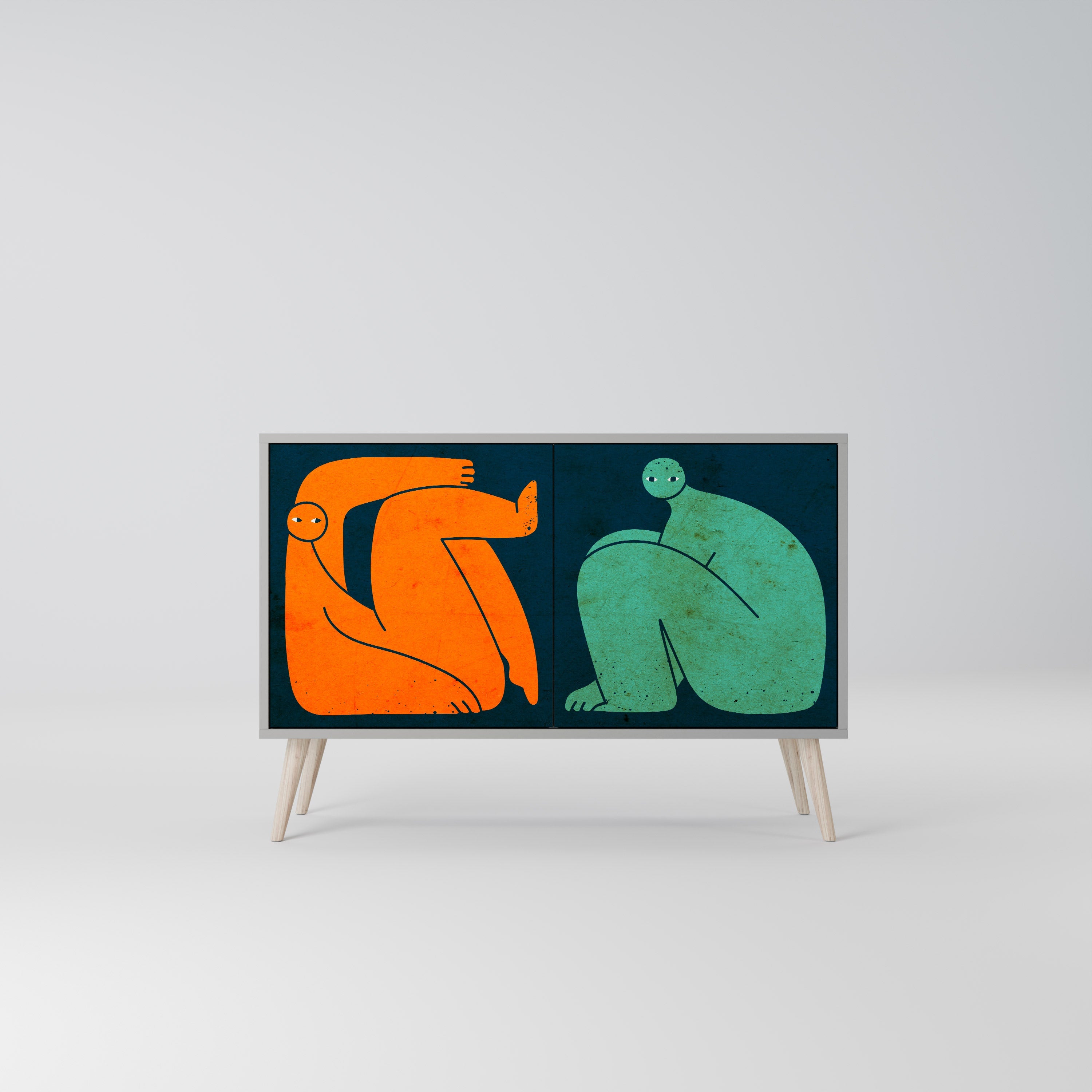 TOGETHER BUT SEPARATELY Aparador de 2 Portas em Acabamento Cinzento