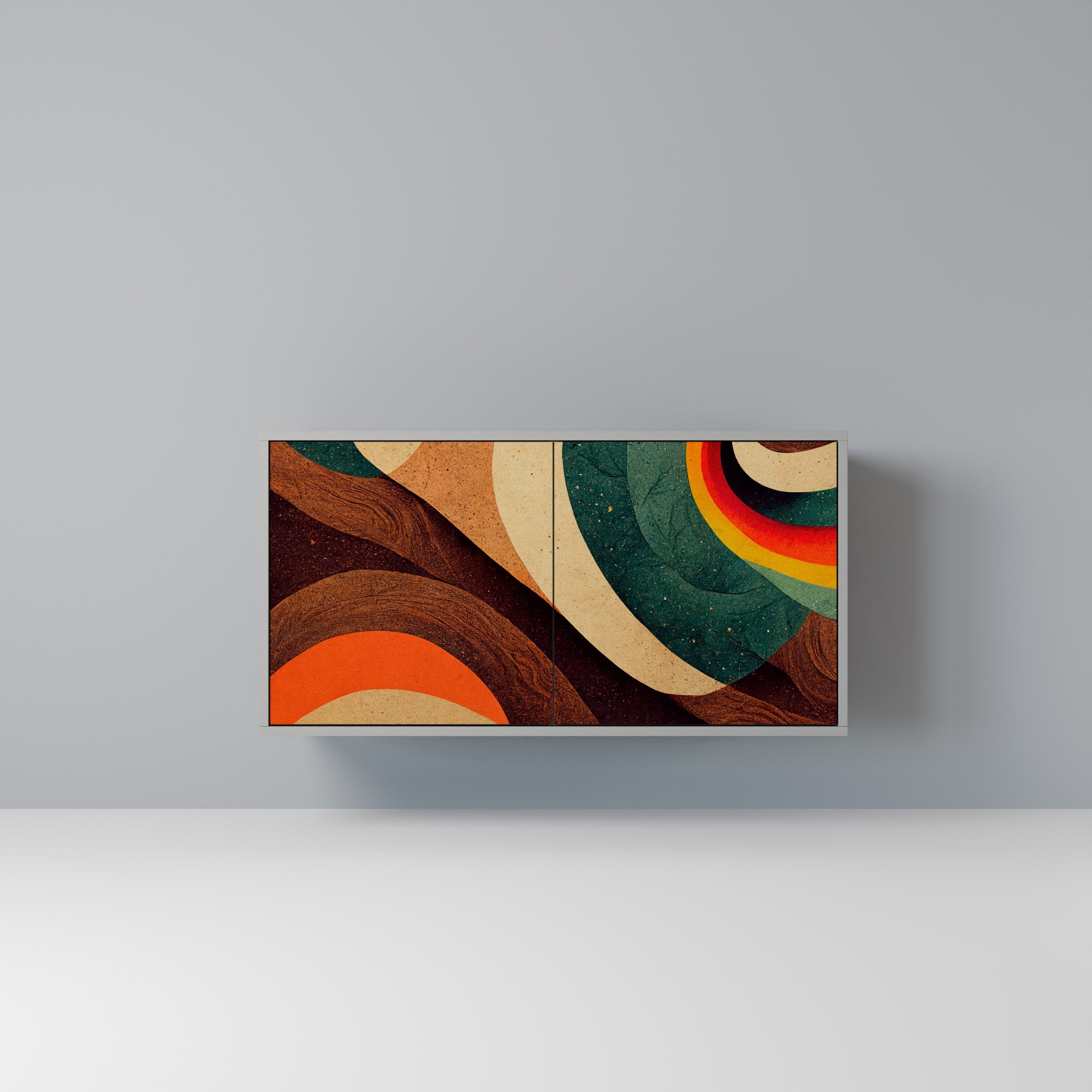 COLORFUL STRANDS Aparador de 2 Portas em Acabamento Cinzento