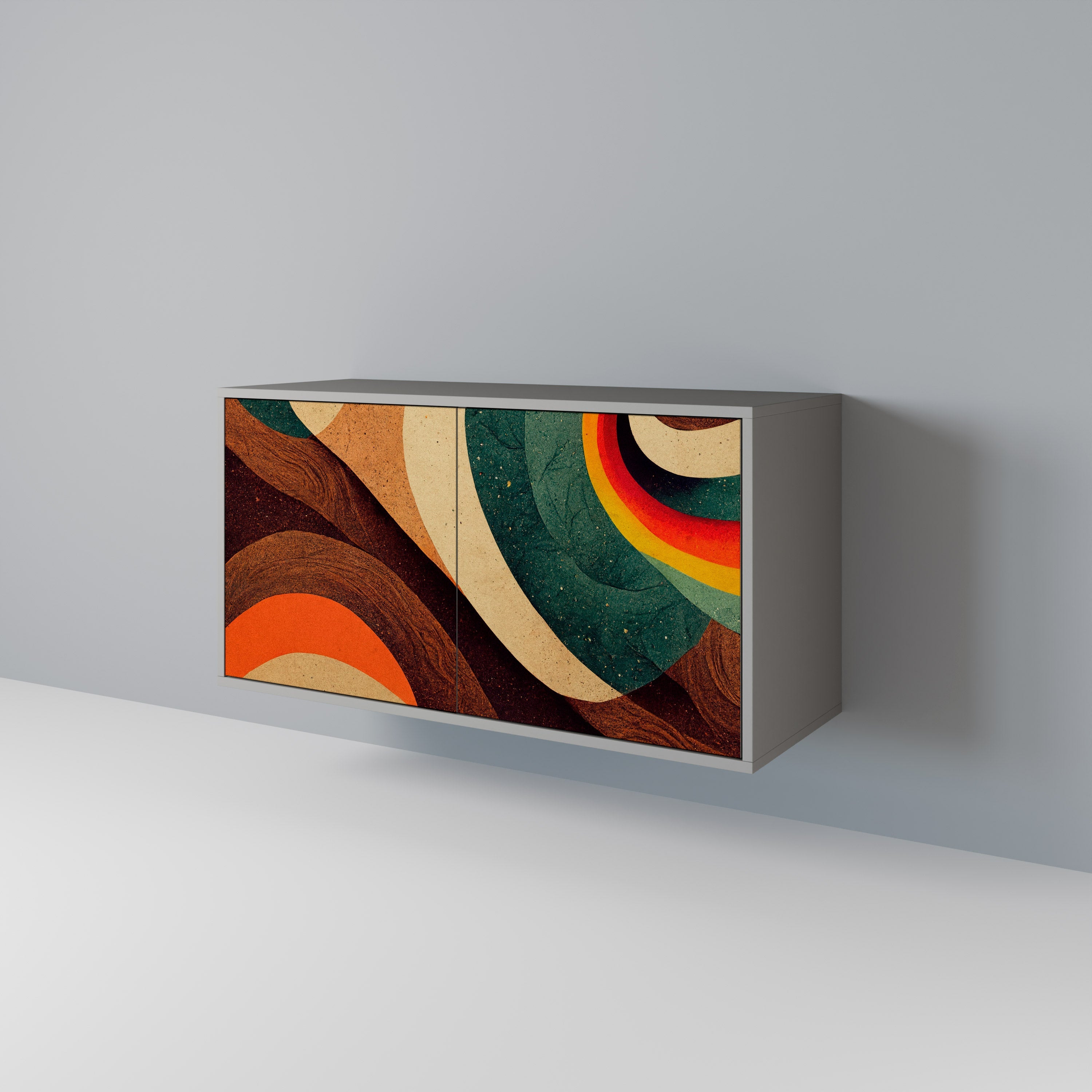 COLORFUL STRANDS Aparador de 2 Portas em Acabamento Cinzento