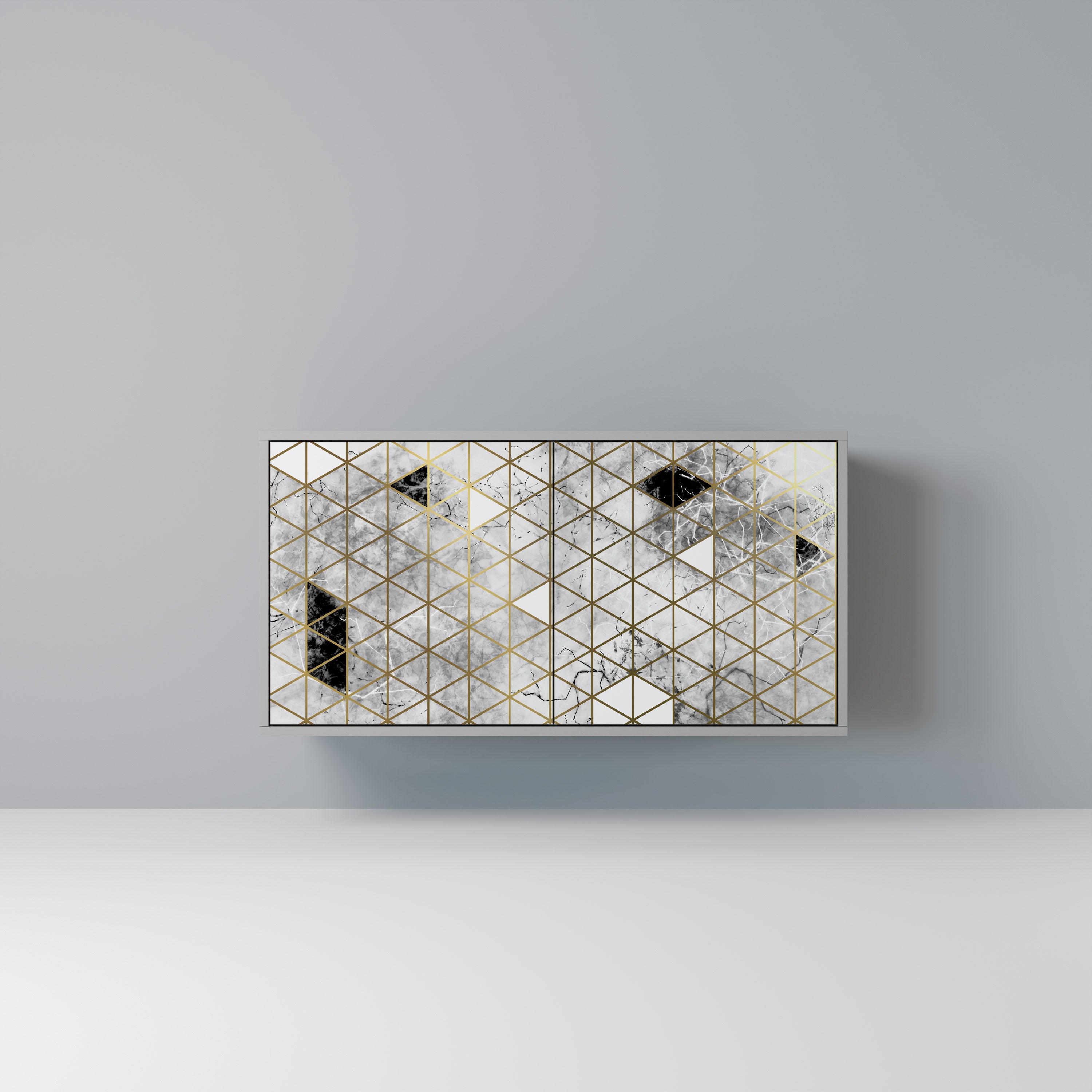 ASHEN ARIA Aparador de 2 Portas em Acabamento Cinzento