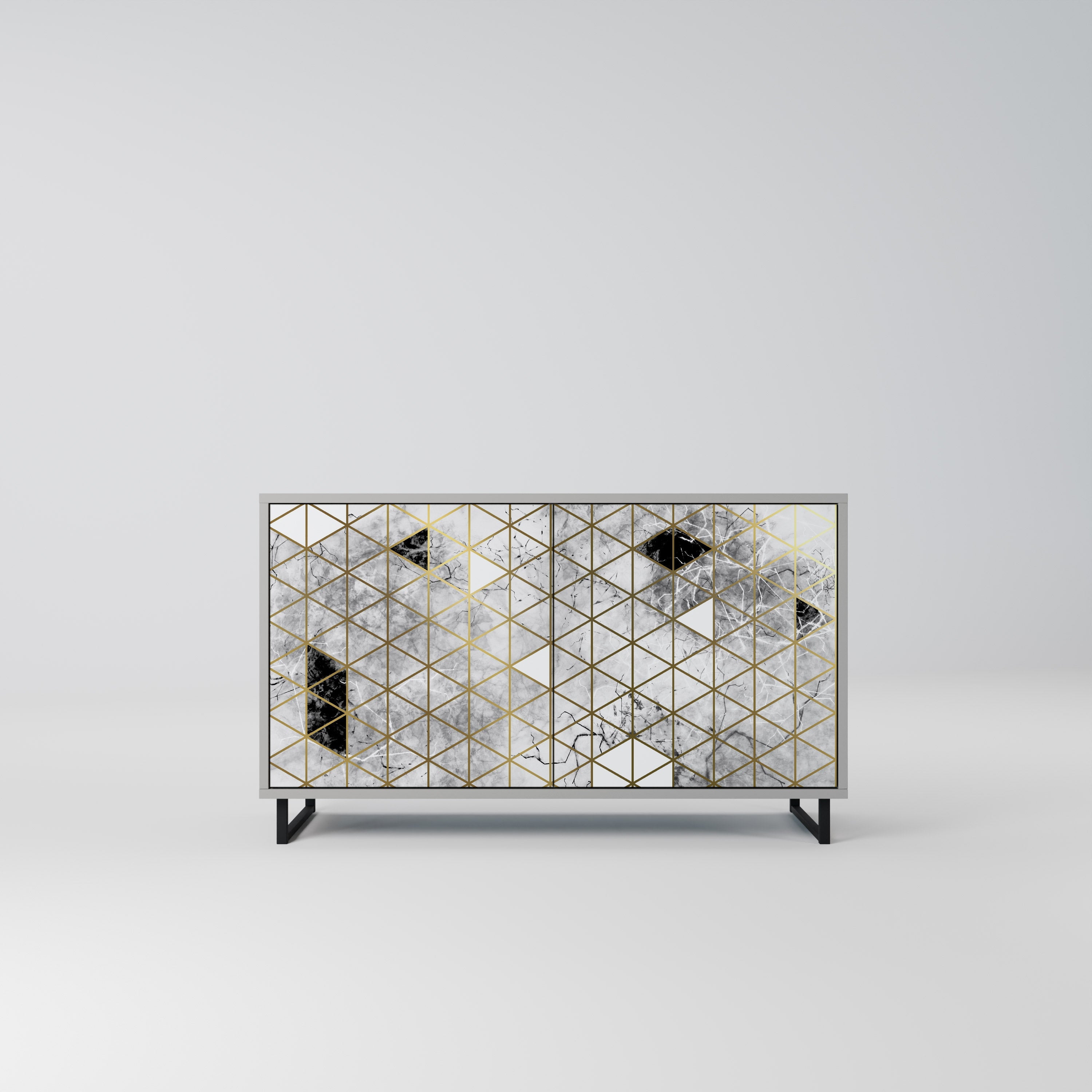 ASHEN ARIA Aparador de 2 Portas em Acabamento Cinzento