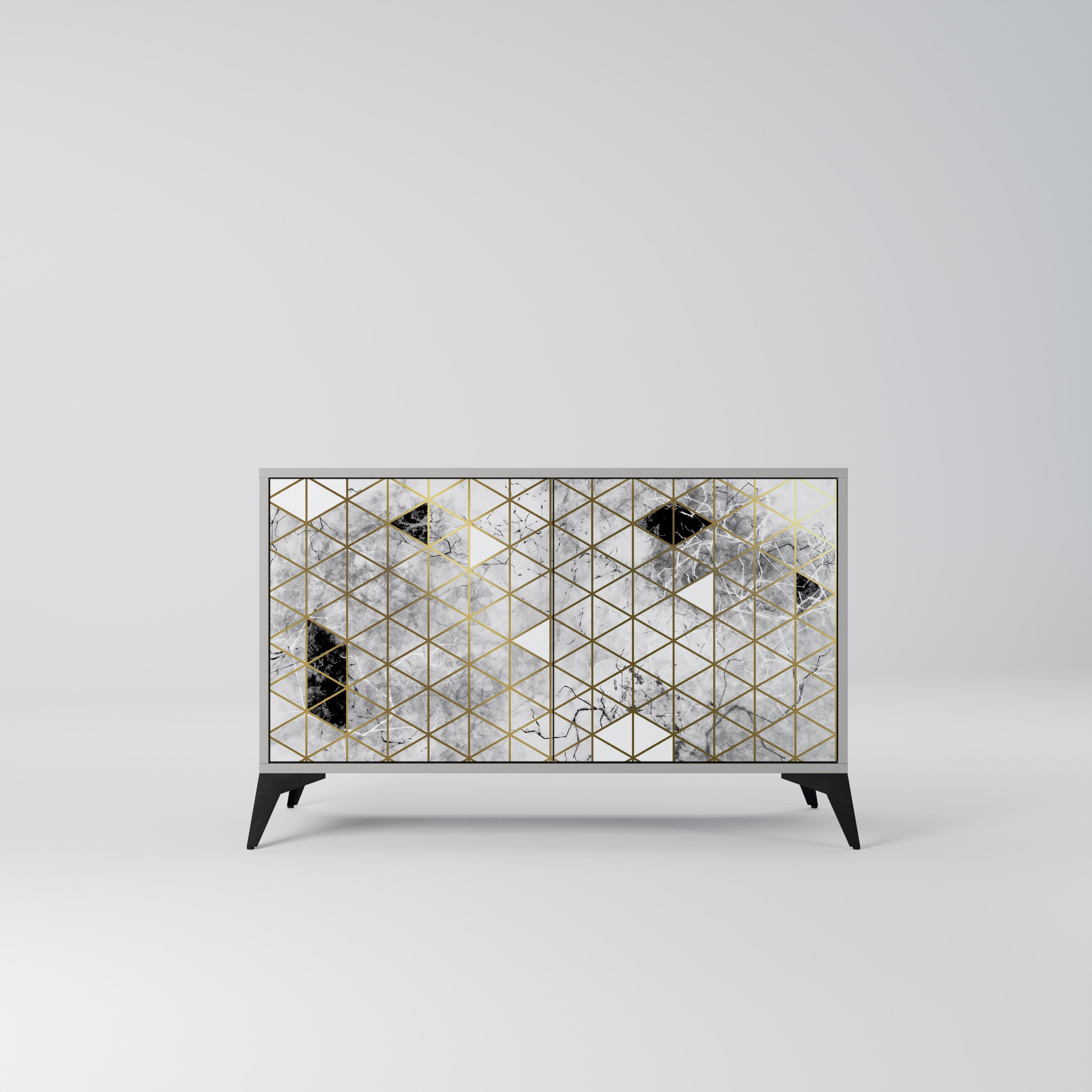 ASHEN ARIA Aparador de 2 Portas em Acabamento Cinzento