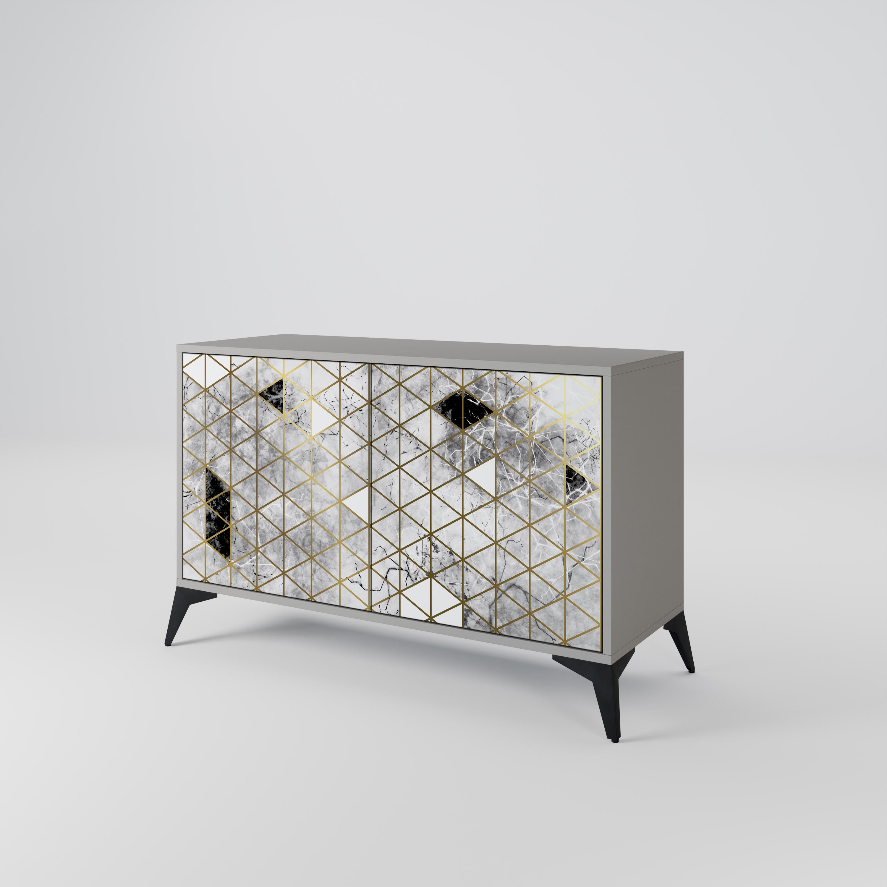 ASHEN ARIA Aparador de 2 Portas em Acabamento Cinzento