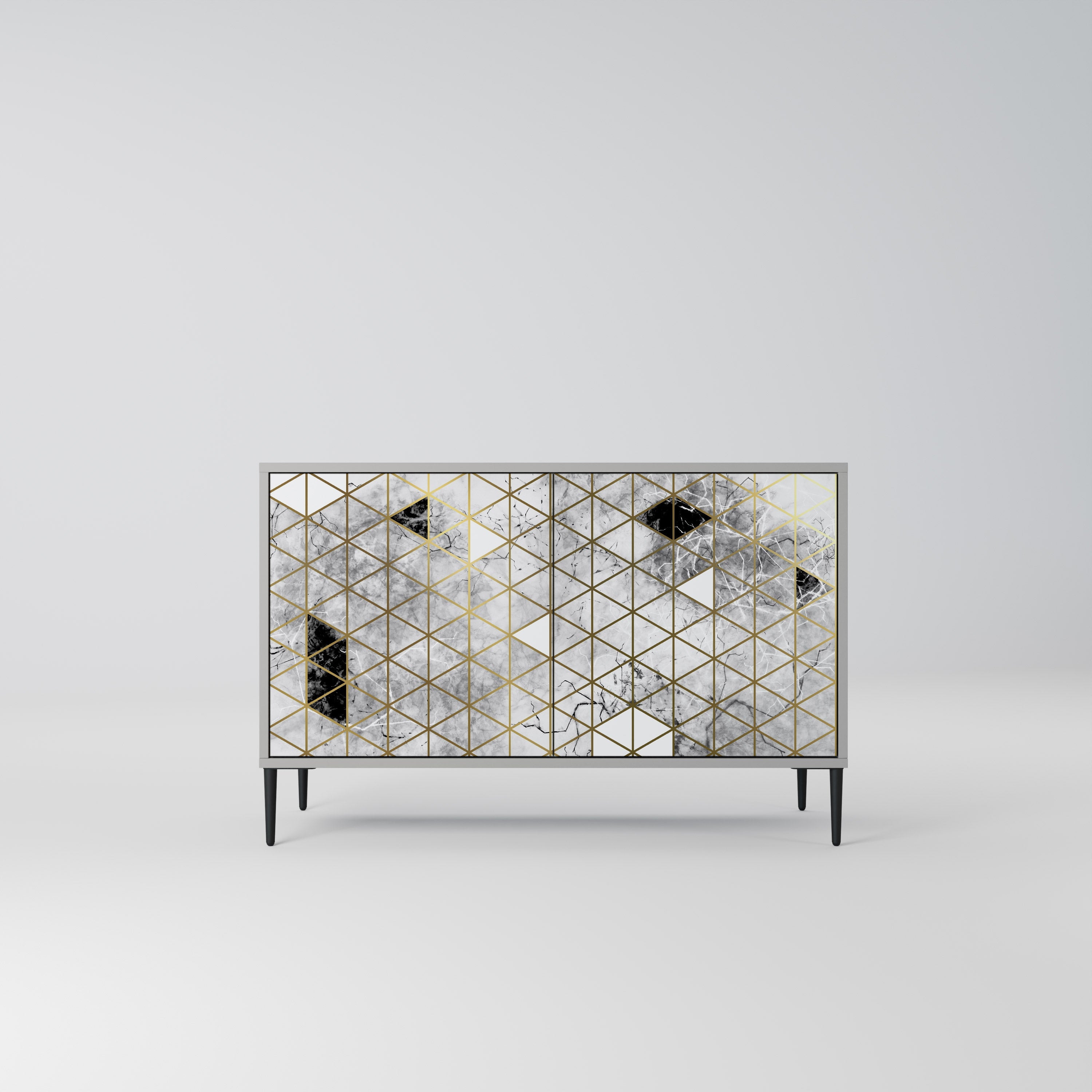 ASHEN ARIA Aparador de 2 Portas em Acabamento Cinzento