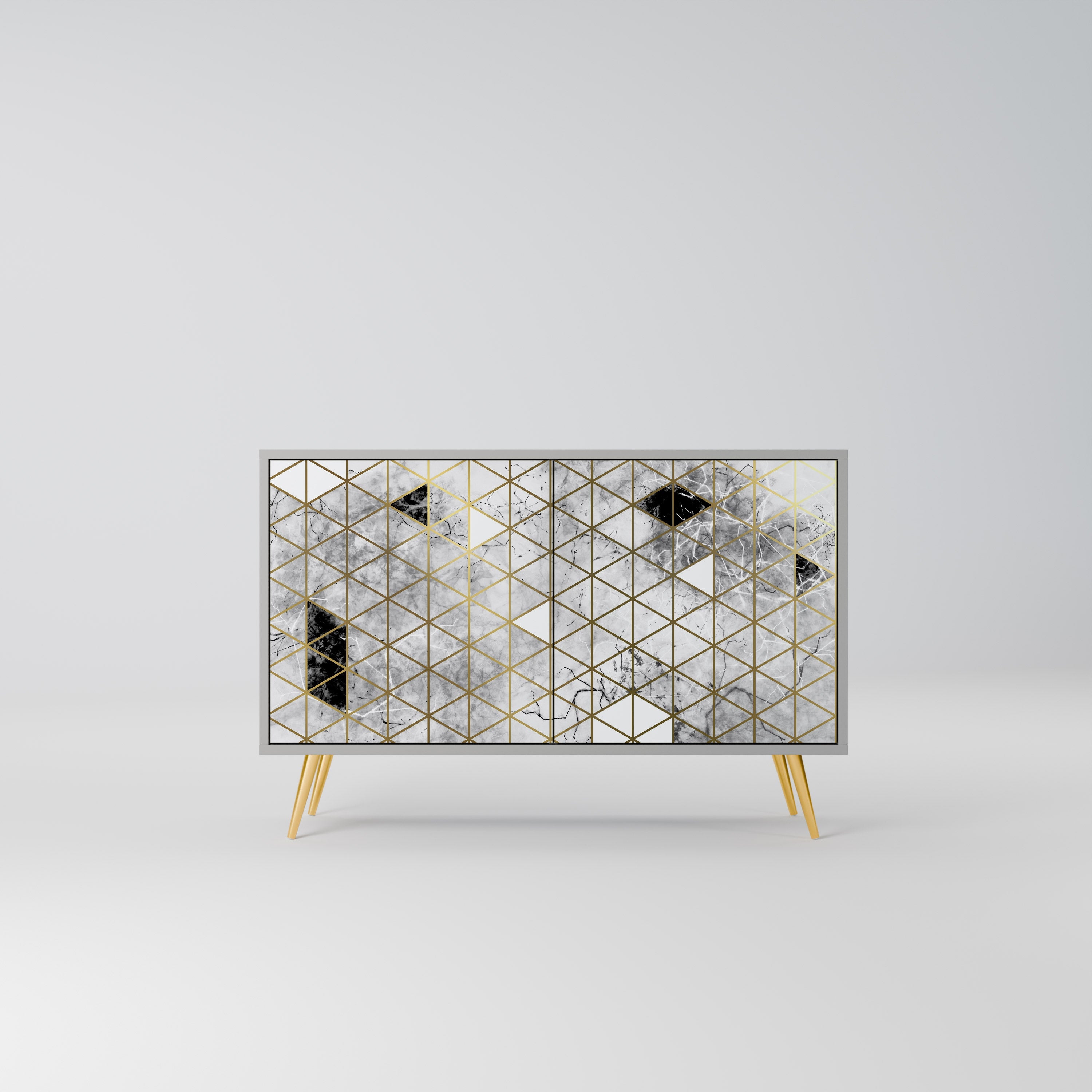 ASHEN ARIA Aparador de 2 Portas em Acabamento Cinzento