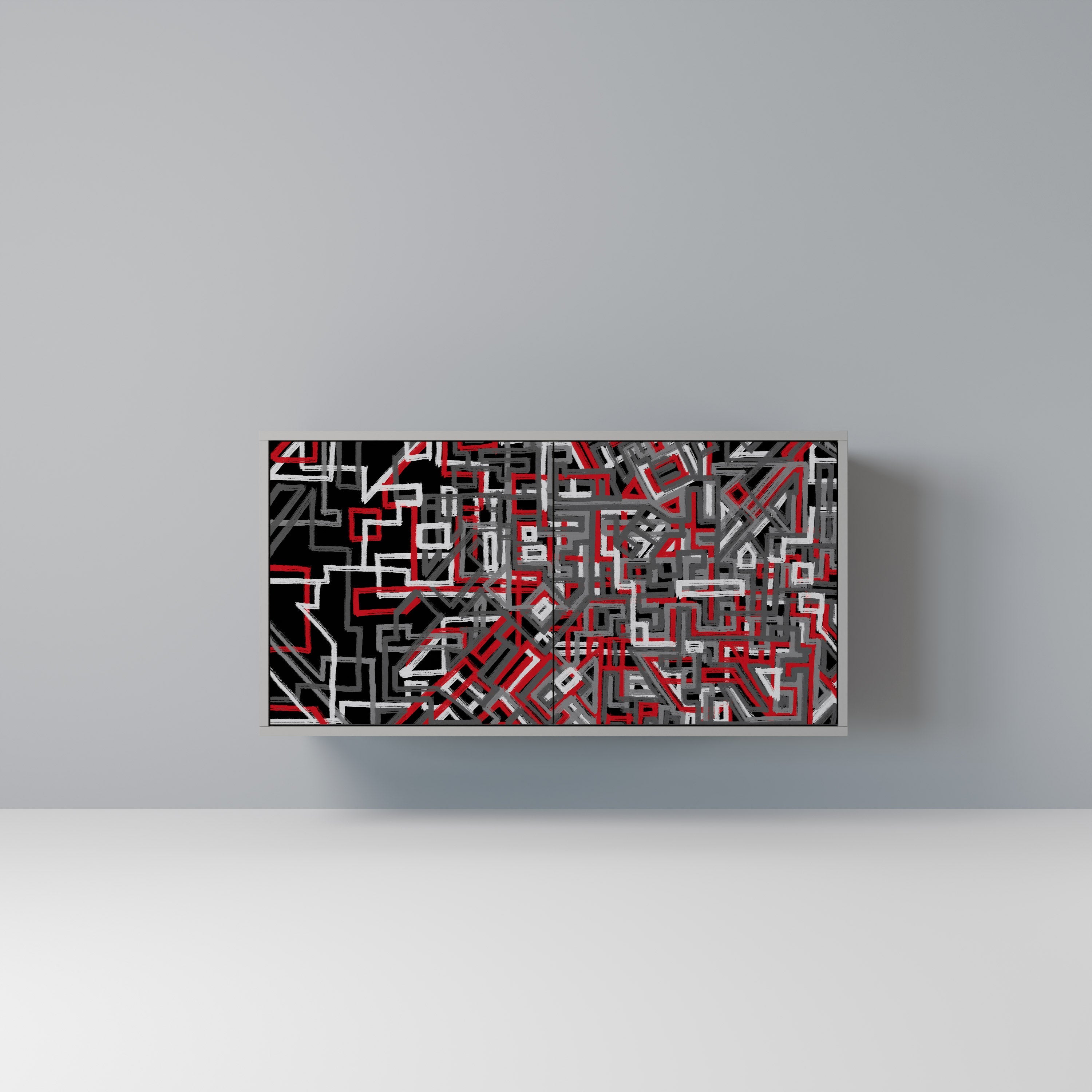 BROKEN LINES Aparador de 2 Portas em Acabamento Cinzento