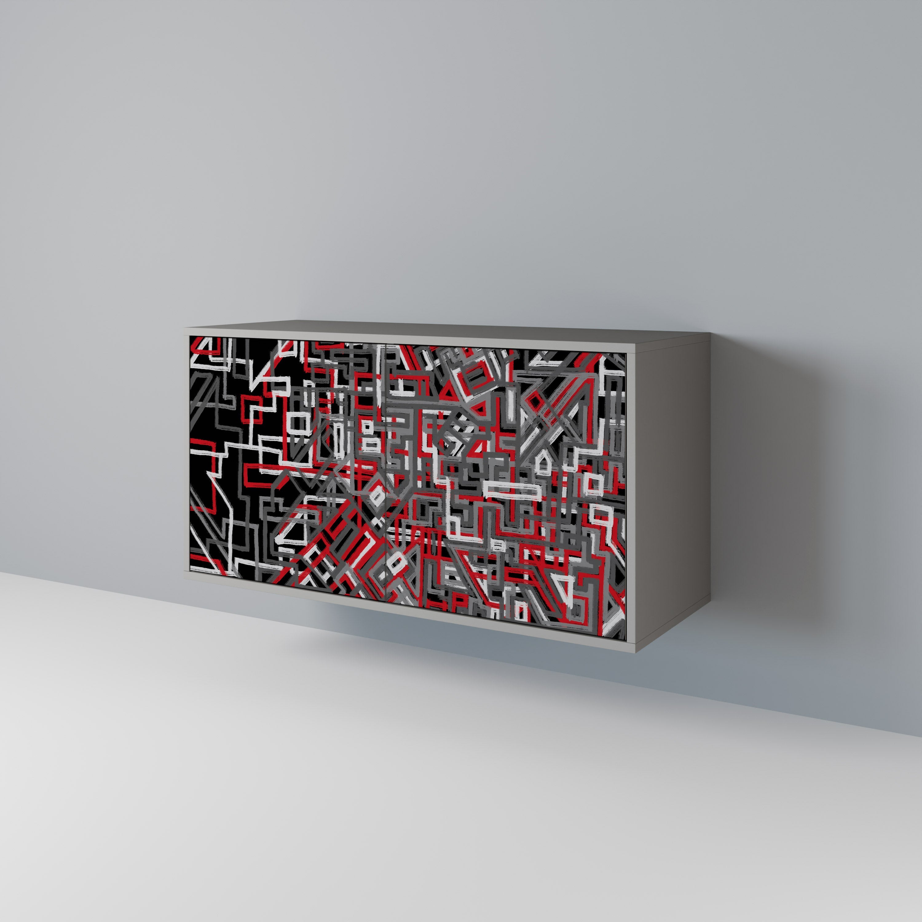 BROKEN LINES Aparador de 2 Portas em Acabamento Cinzento