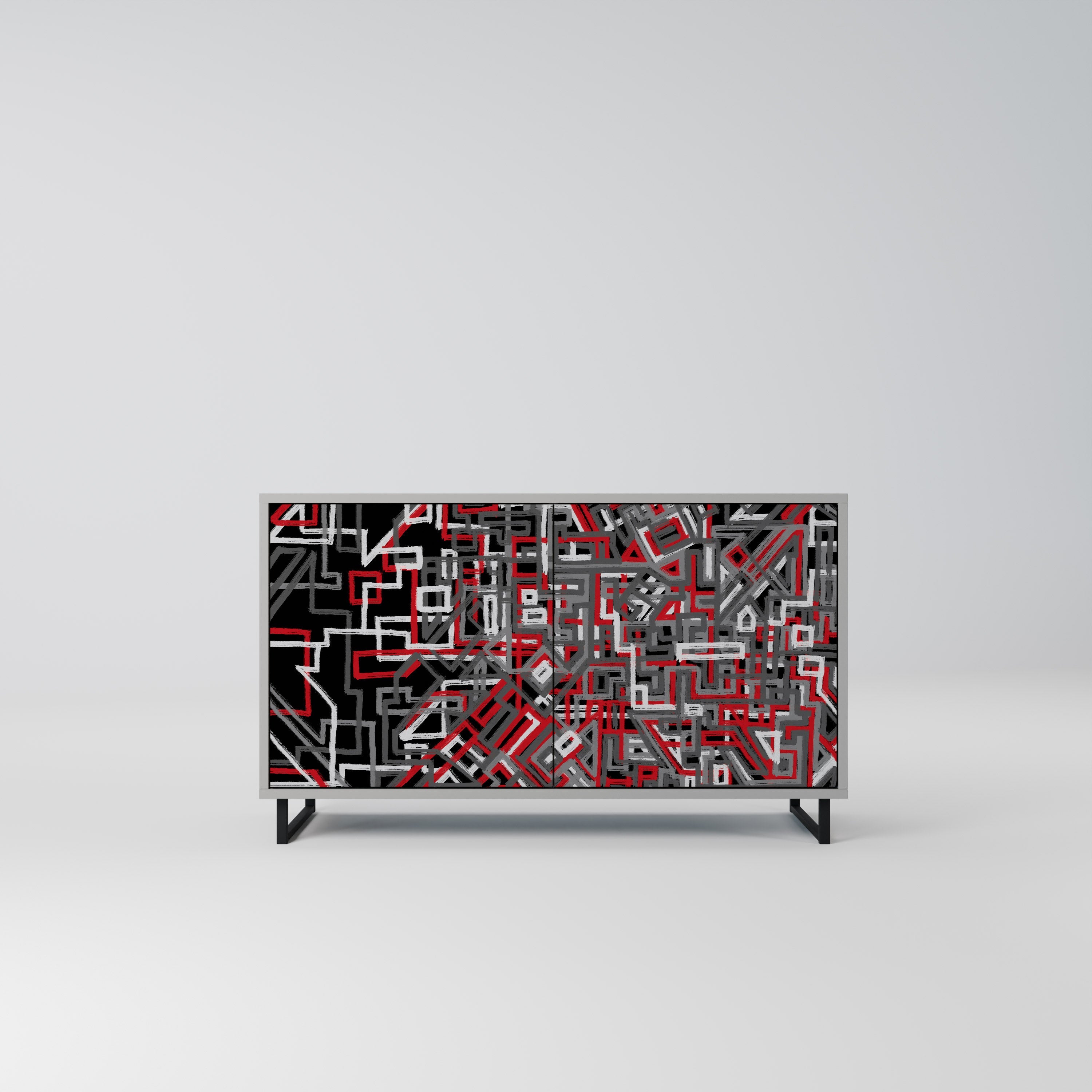 BROKEN LINES Aparador de 2 Portas em Acabamento Cinzento