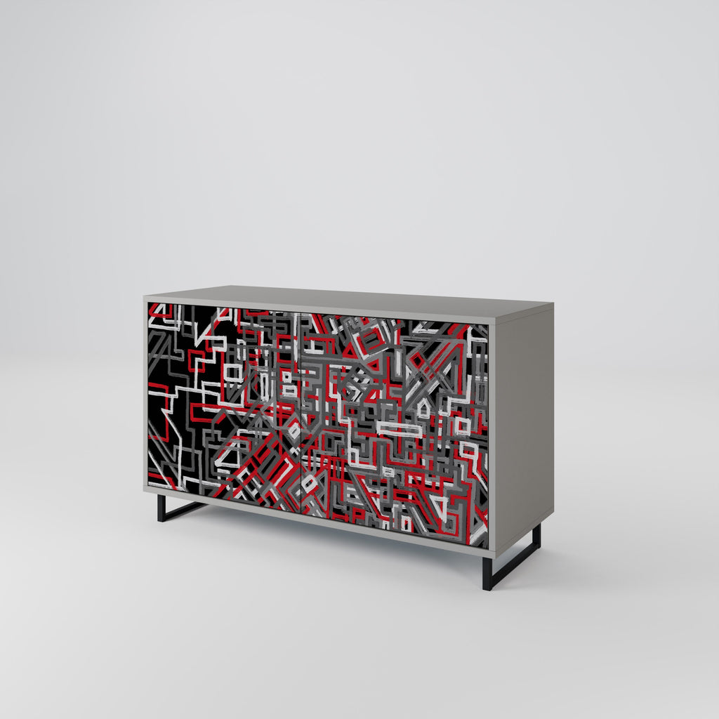 BROKEN LINES Aparador de 2 Portas em Acabamento Cinzento