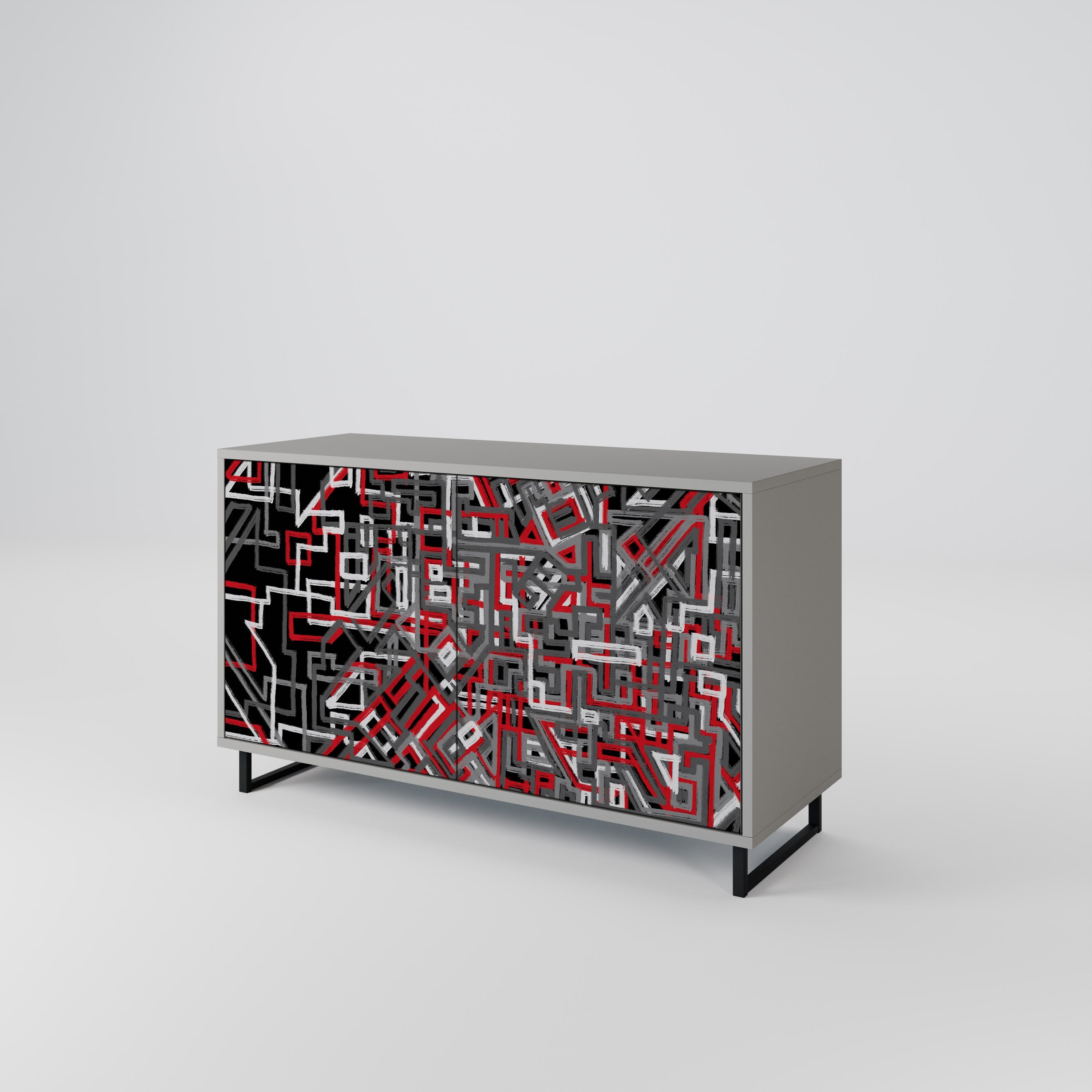 BROKEN LINES Aparador de 2 Portas em Acabamento Cinzento