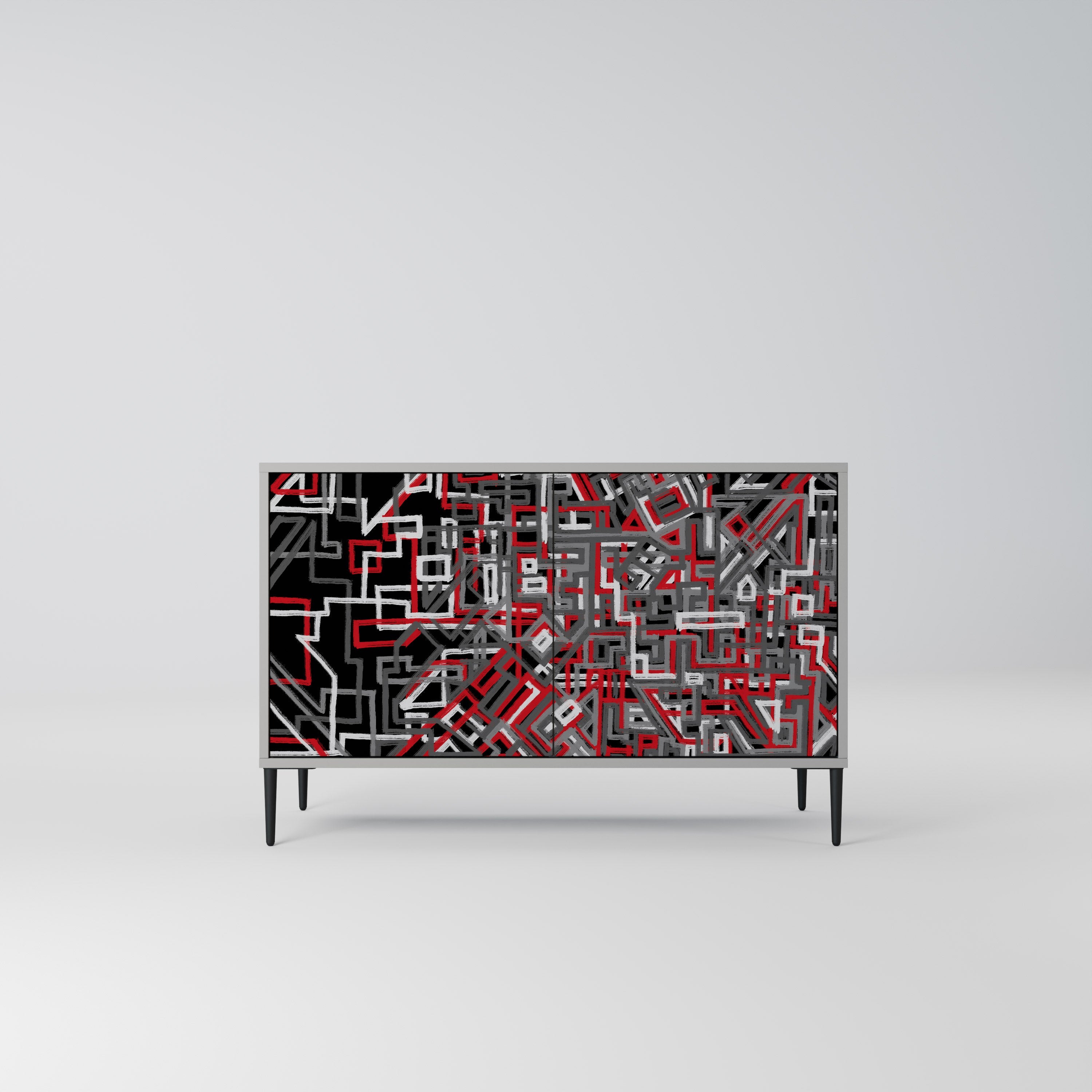 BROKEN LINES Aparador de 2 Portas em Acabamento Cinzento