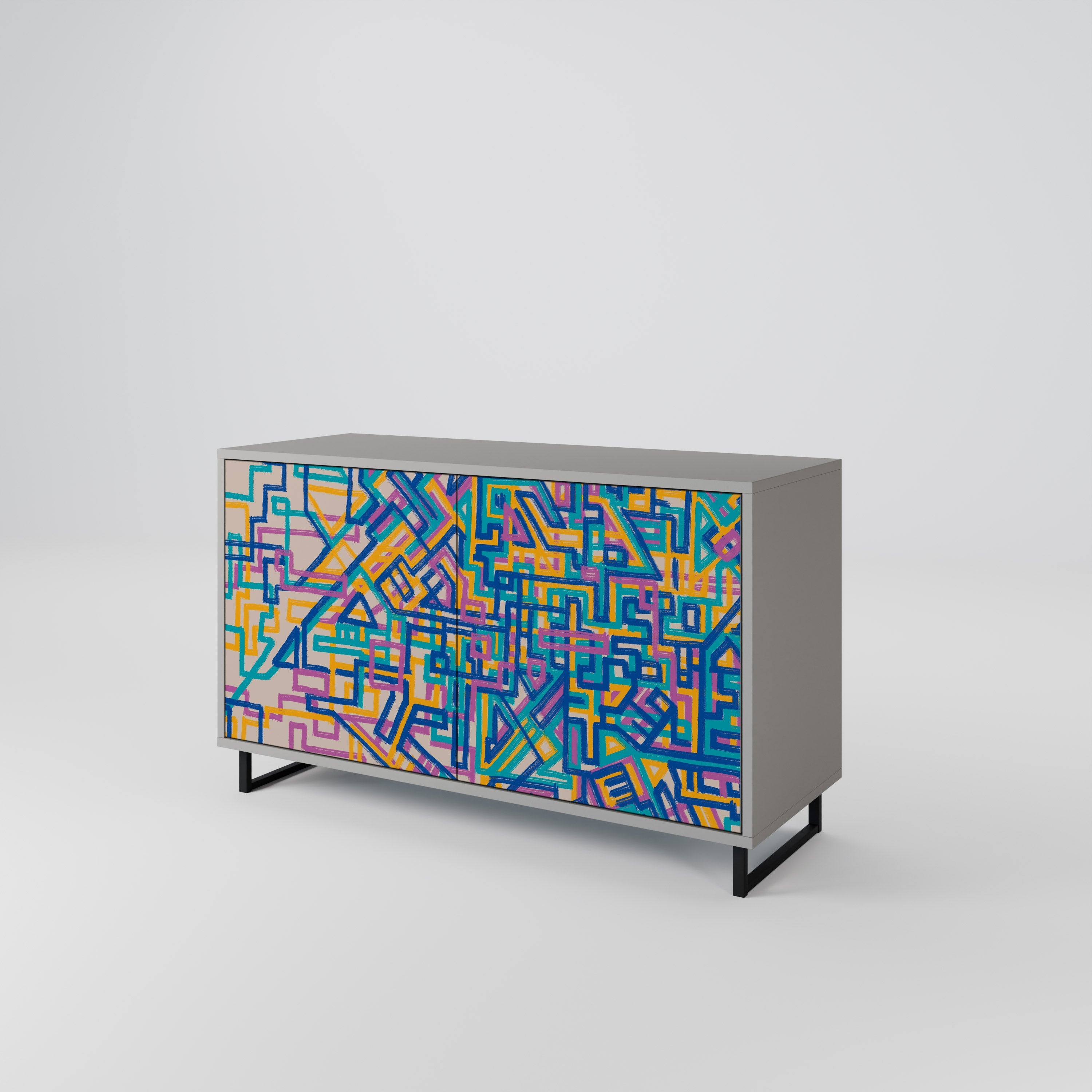 MEMORIES MAP Aparador de 2 Portas em Acabamento Cinzento