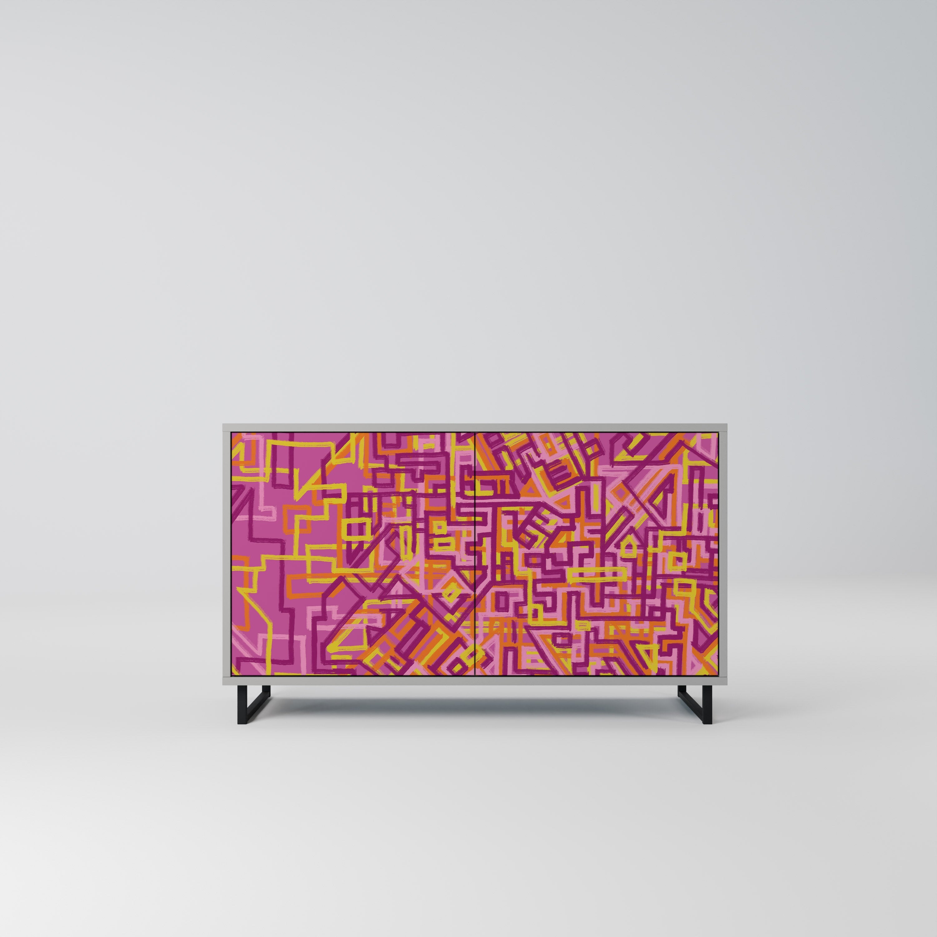 LOVELY MEMORIES Aparador de 2 Portas em Acabamento Cinzento