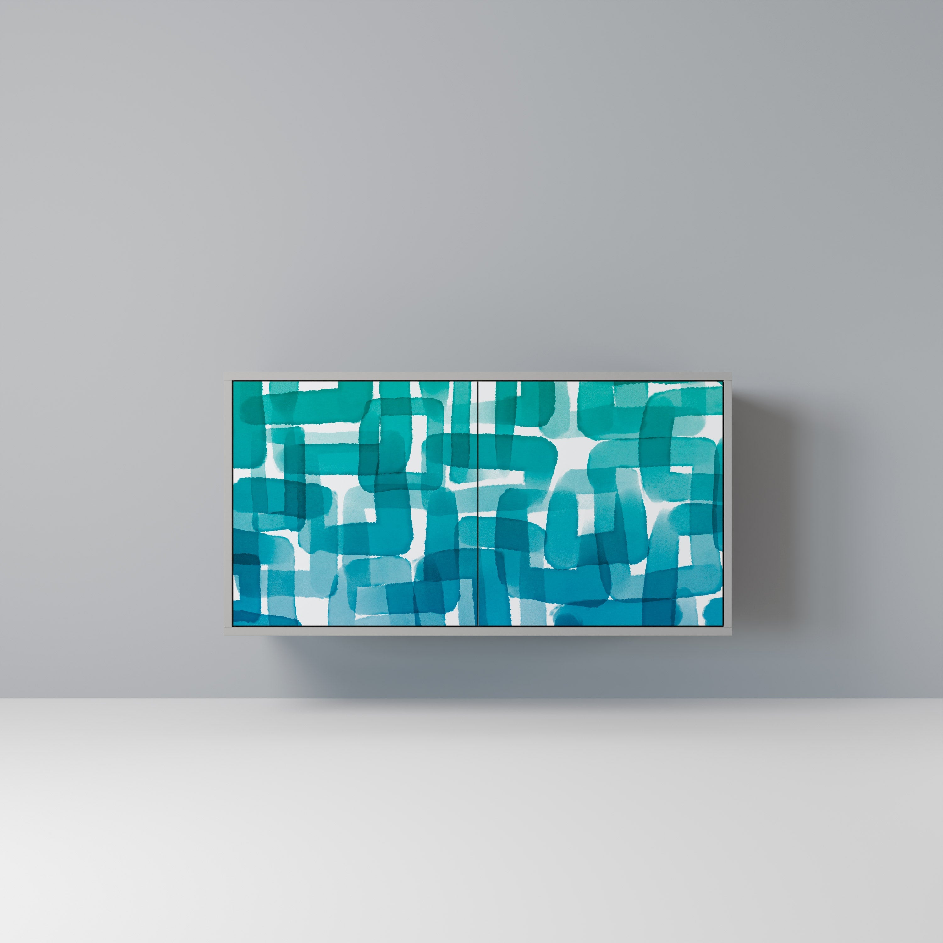 TURQUOISE RECTANGLES Aparador de 2 Portas em Acabamento Cinzento