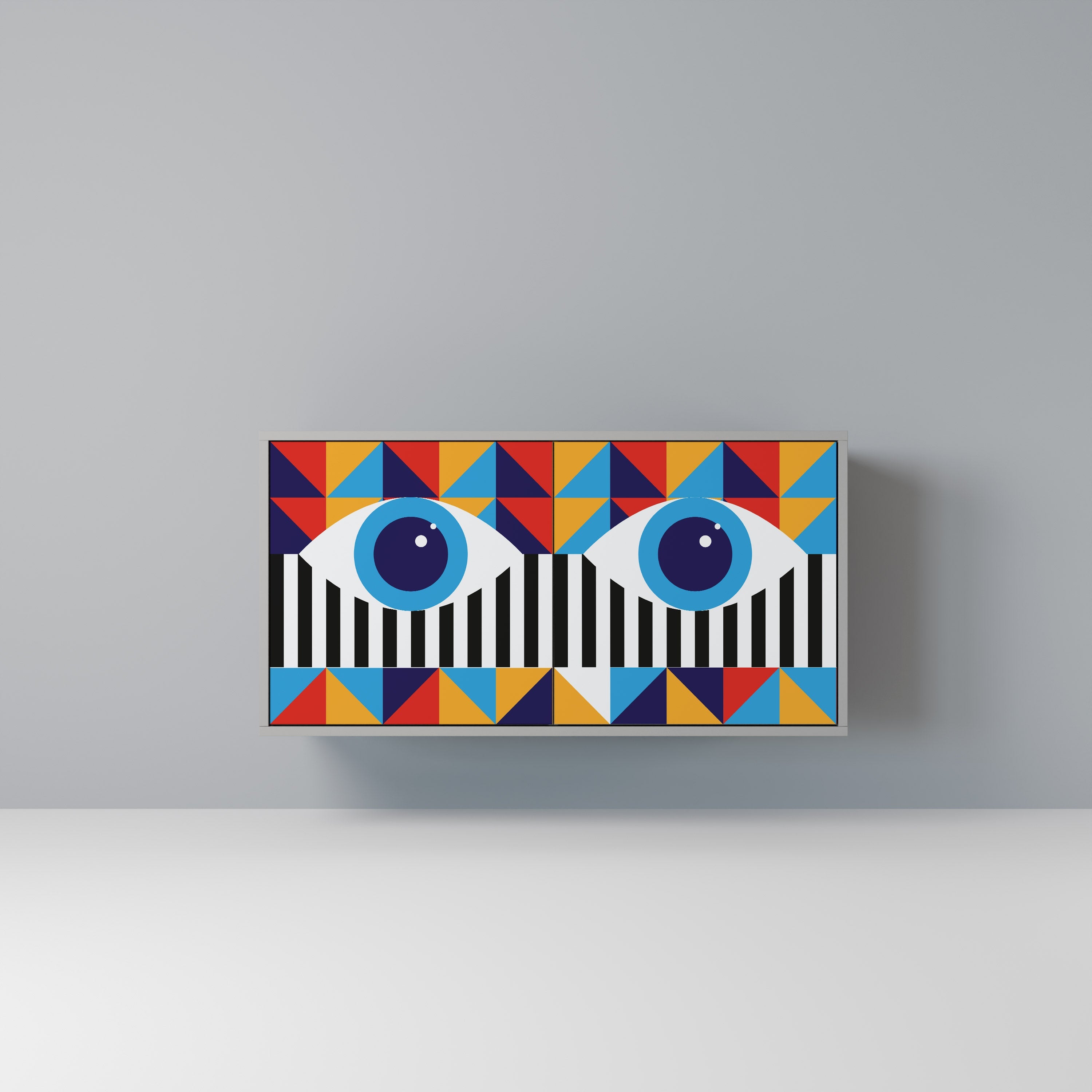 ABSTRACTION AND GEOMETRY Aparador de 2 Portas em Acabamento Cinzento