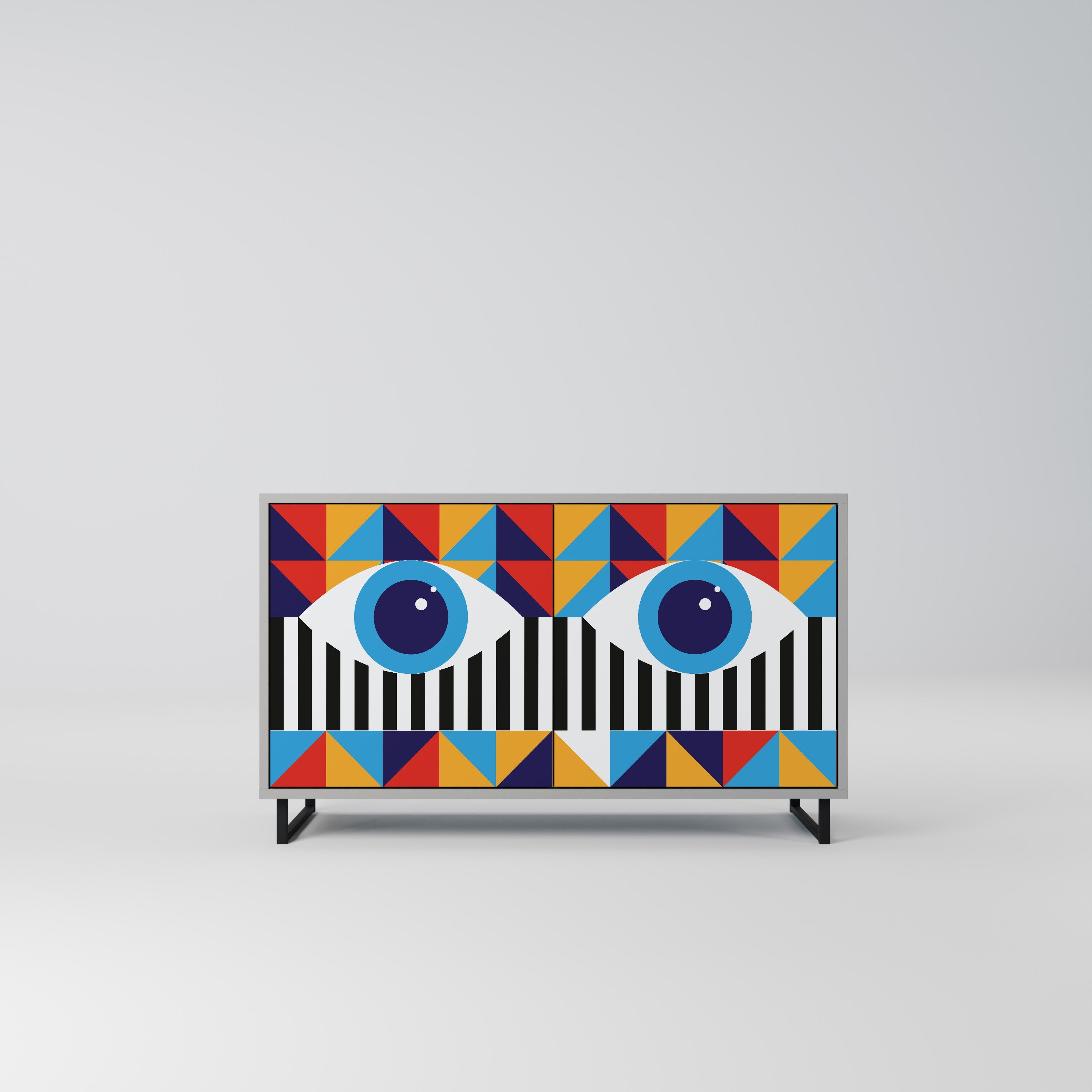 ABSTRACTION AND GEOMETRY Aparador de 2 Portas em Acabamento Cinzento