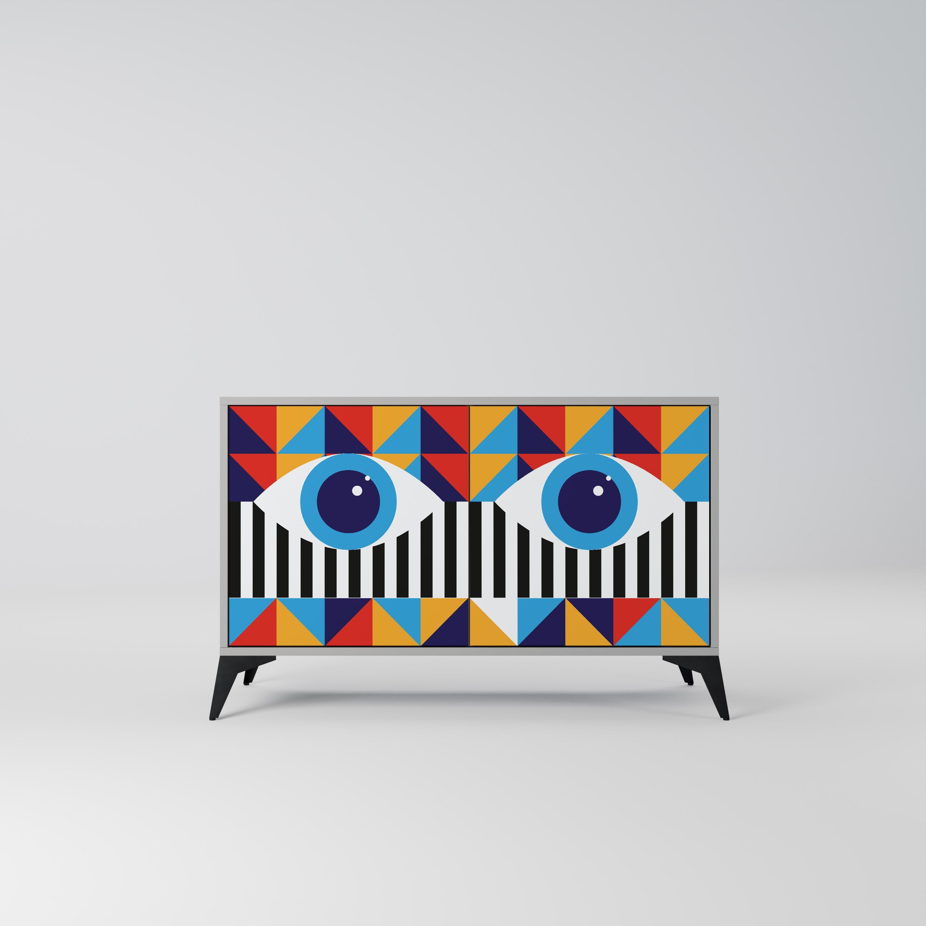 ABSTRACTION AND GEOMETRY Aparador de 2 Portas em Acabamento Cinzento