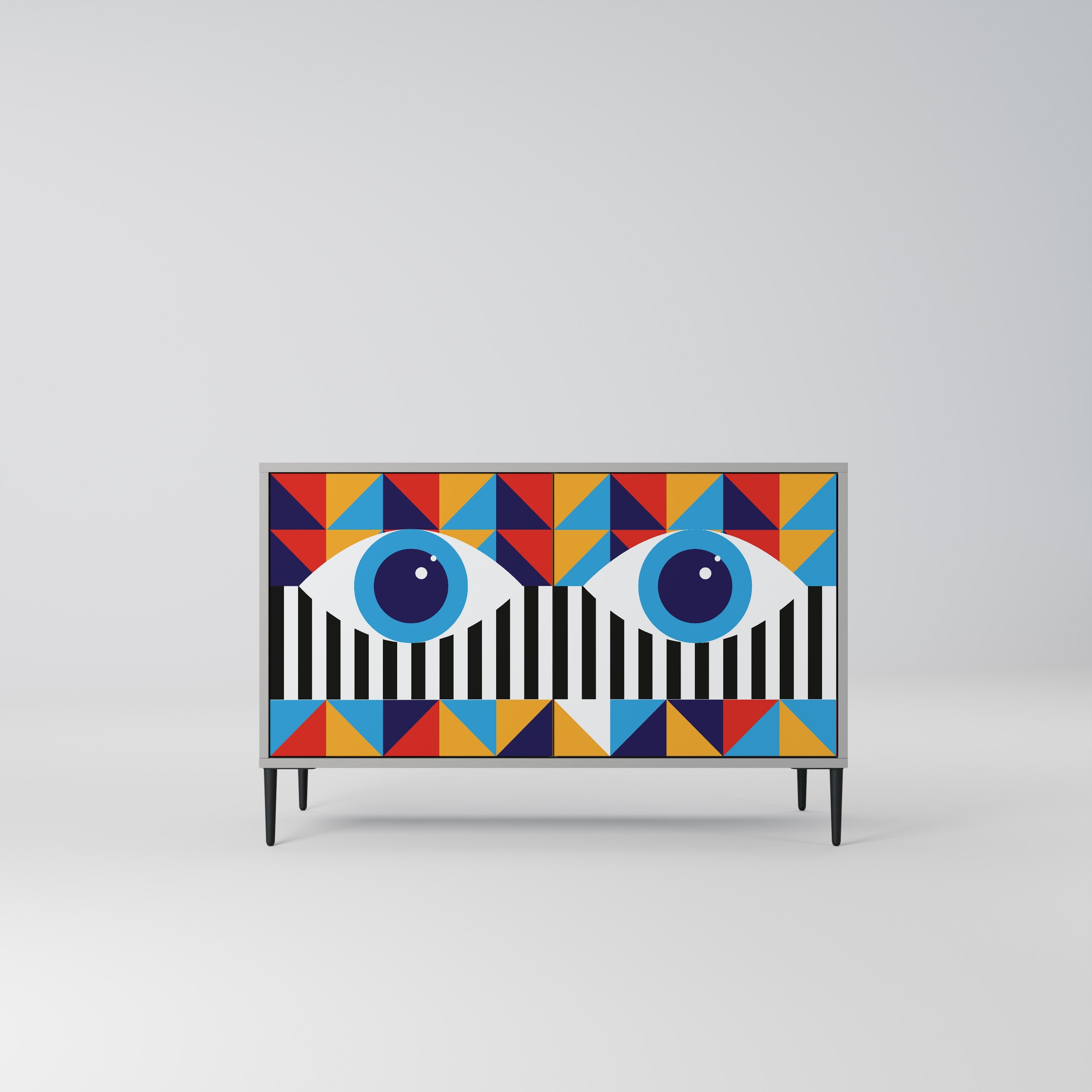 ABSTRACTION AND GEOMETRY Aparador de 2 Portas em Acabamento Cinzento