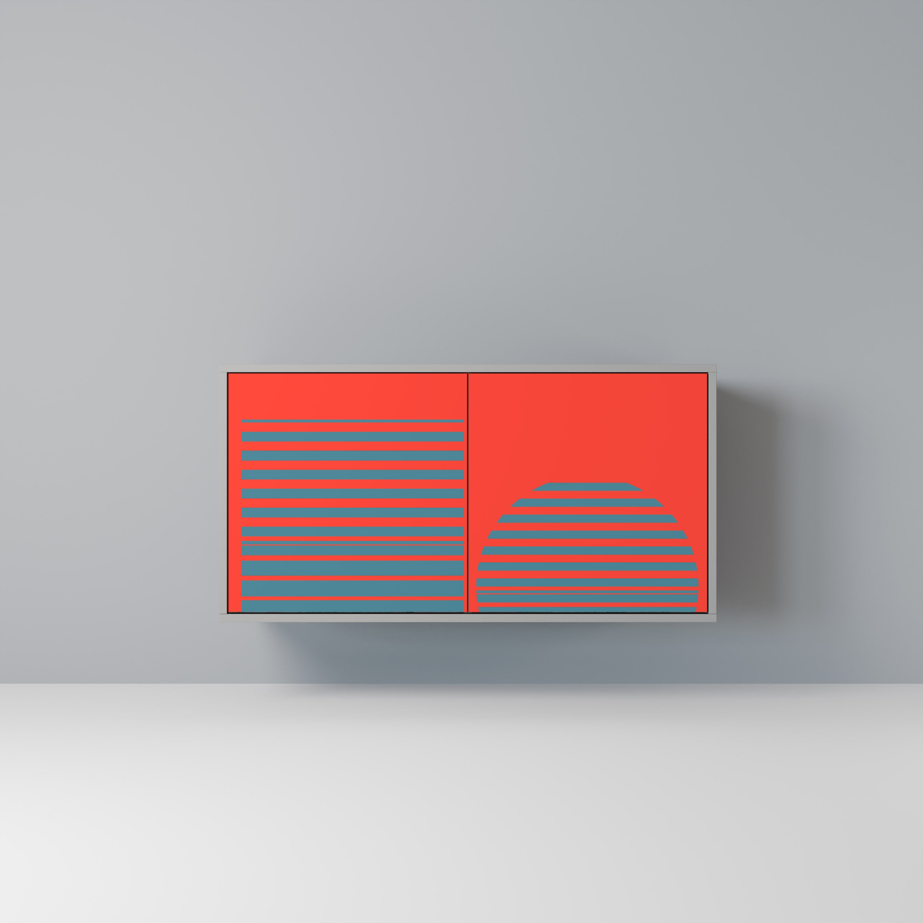 RISING GEOMETRY STARS Aparador de 2 Portas em Acabamento Cinzento