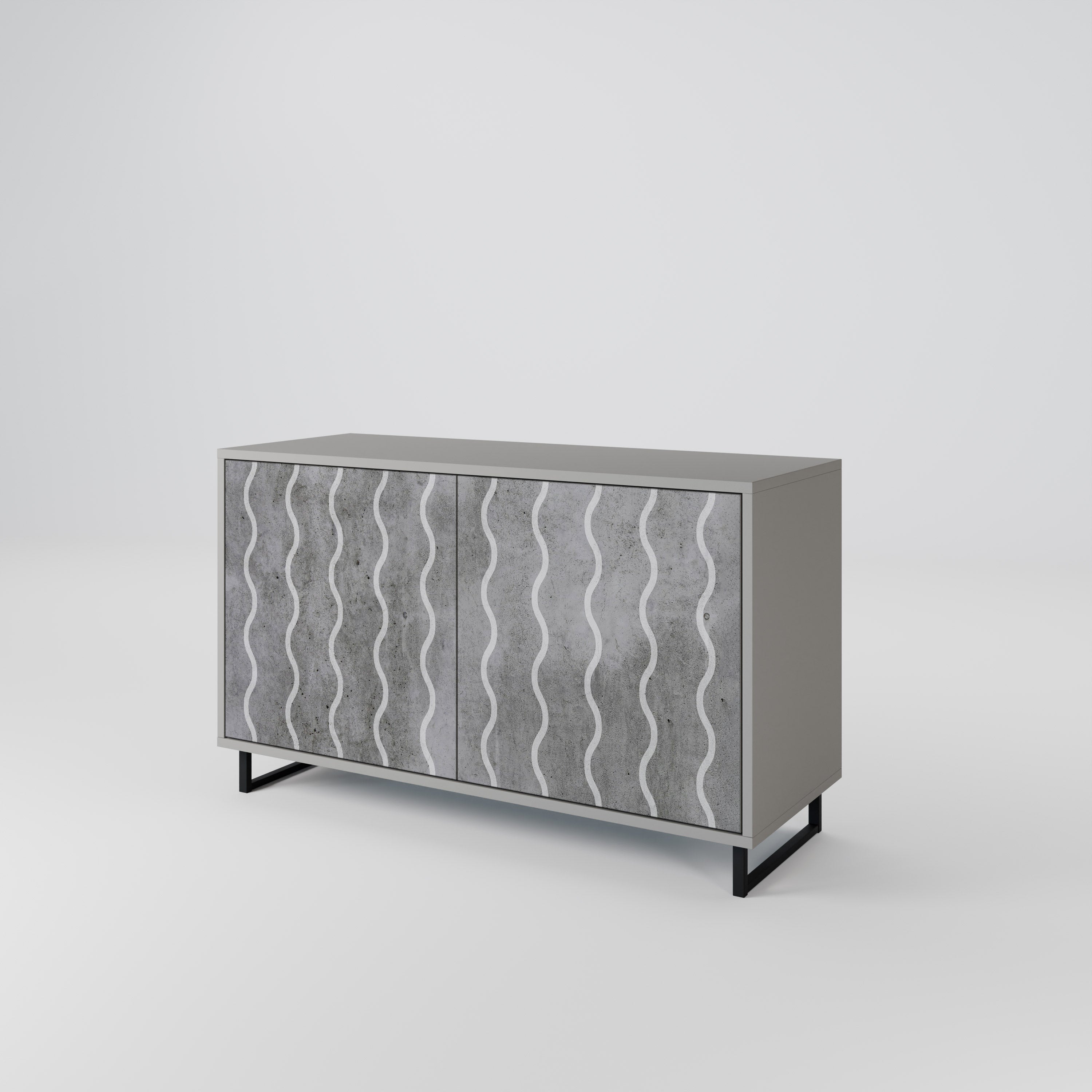 WAVES OF CONCRETE 2-Door Sideboard in Grey Finish