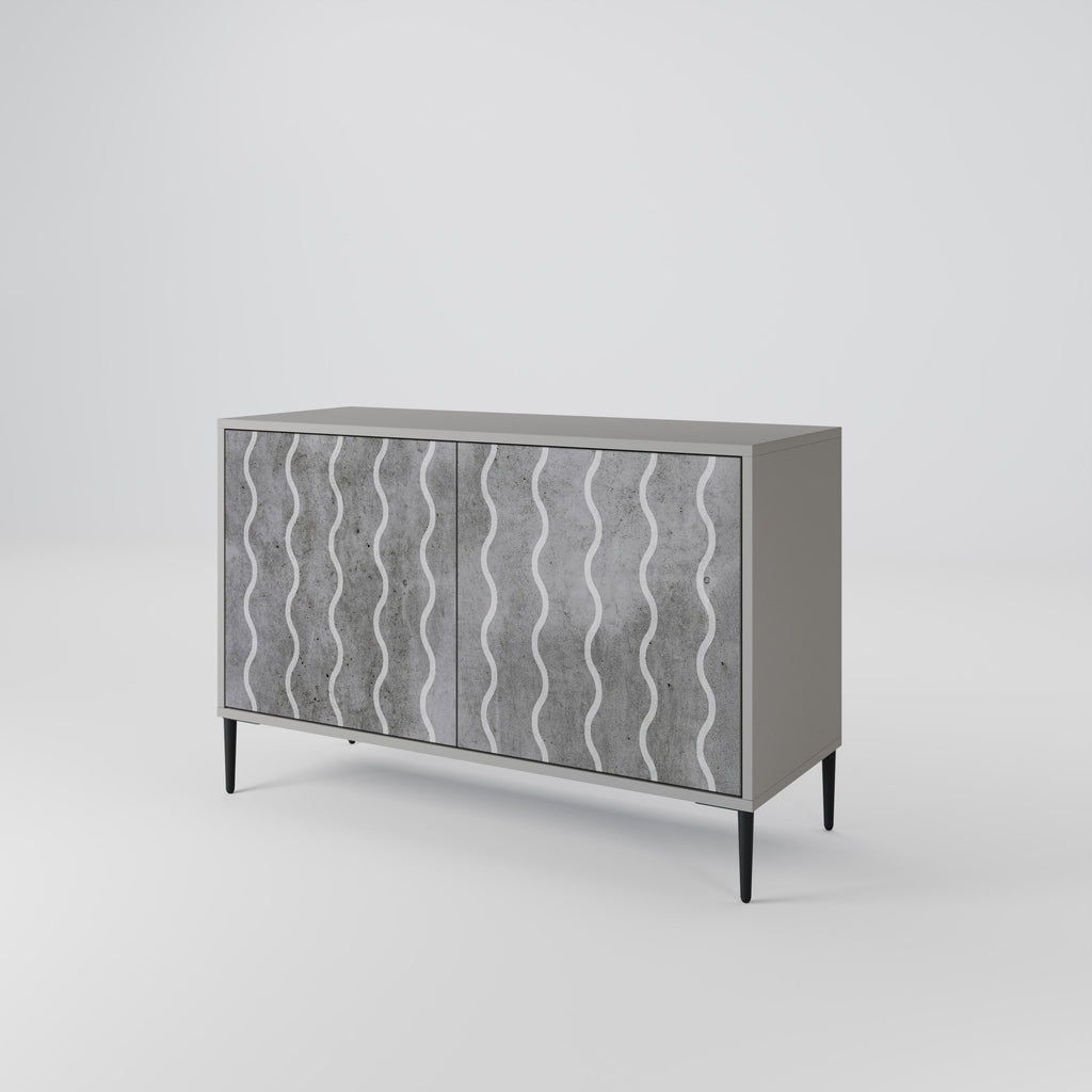 WAVES OF CONCRETE 2-Door Sideboard in Grey Finish