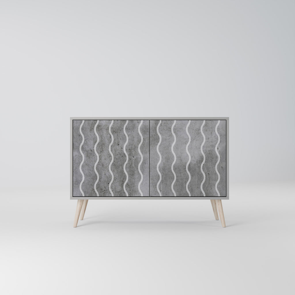 WAVES OF CONCRETE 2-Door Sideboard in Grey Finish
