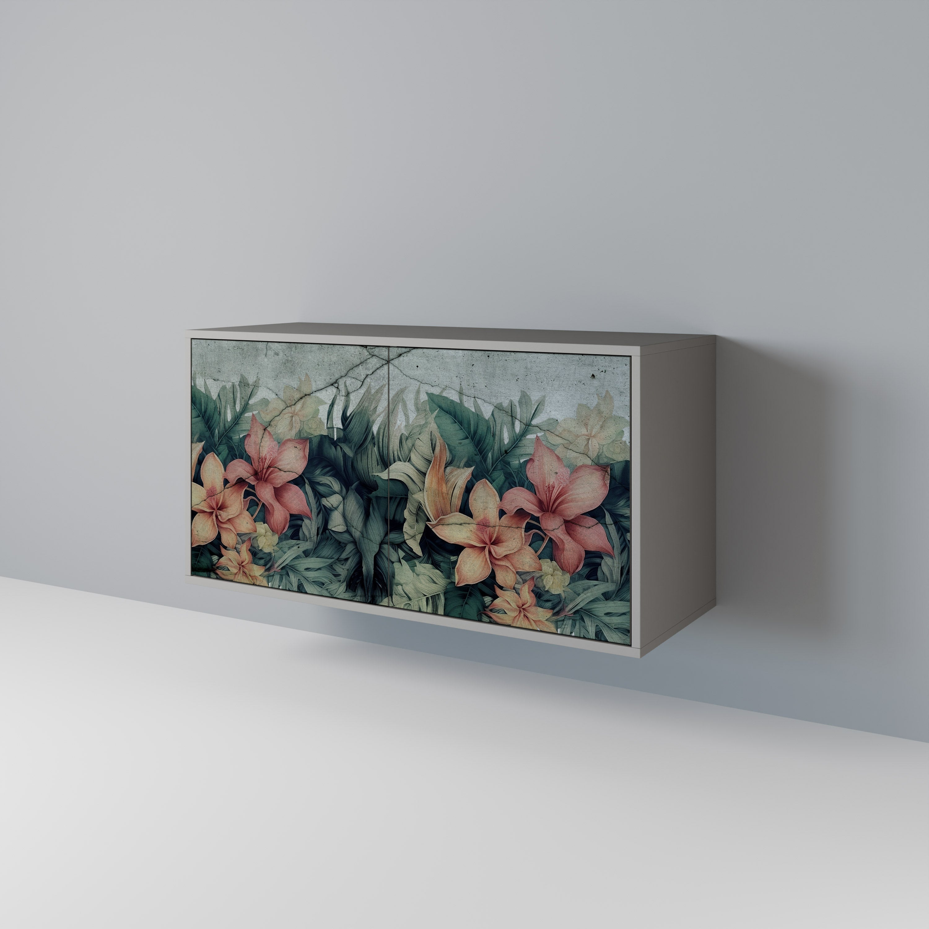 HEAVENLY BLOOM 2-Door Sideboard in Grey Finish